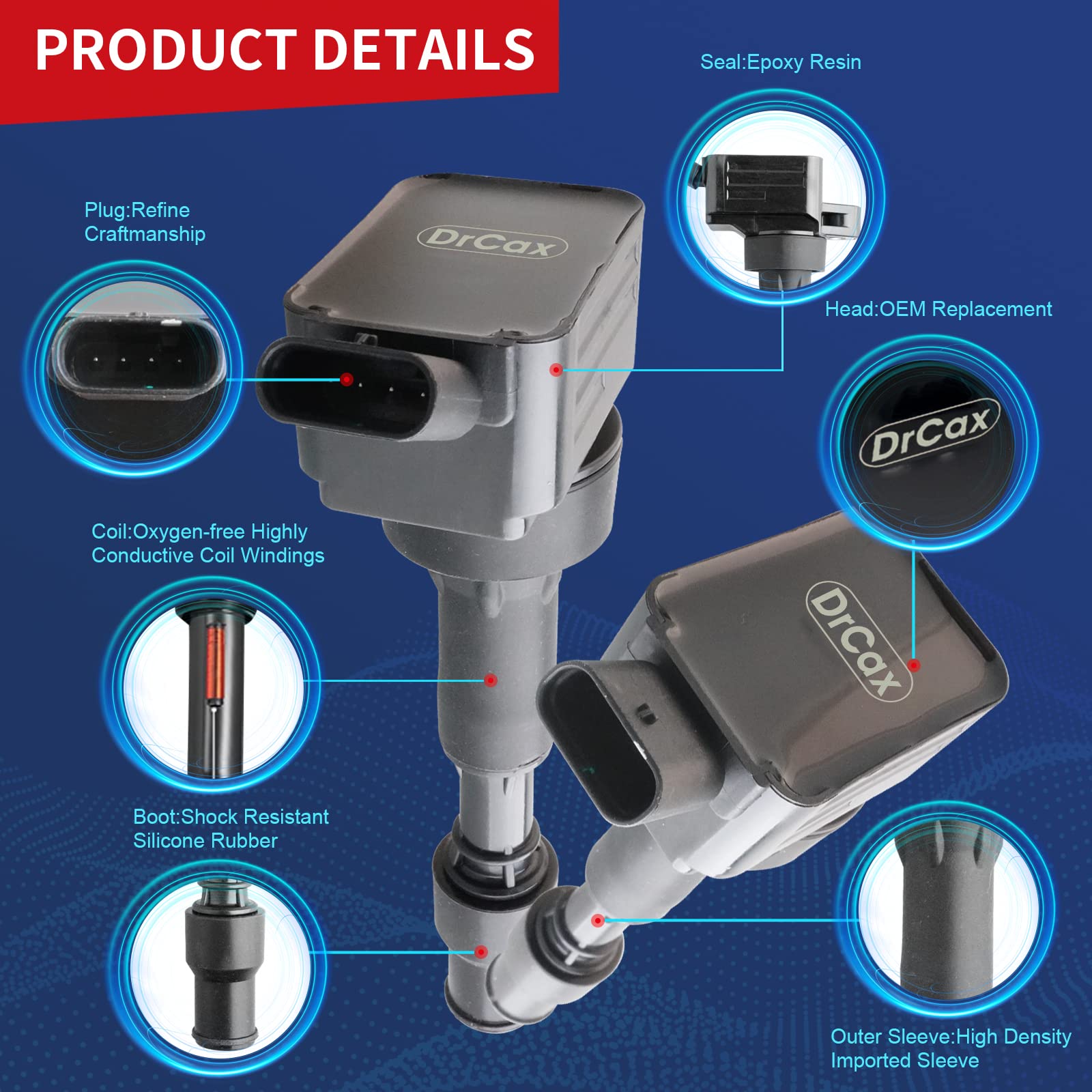 Drcax Compatible With Oem Ignition Coil Uf816 Gn10877 27300-2E601 2016-2022 Hyundai Kona Sonata Veloster Forte Optima - L4 2.0L