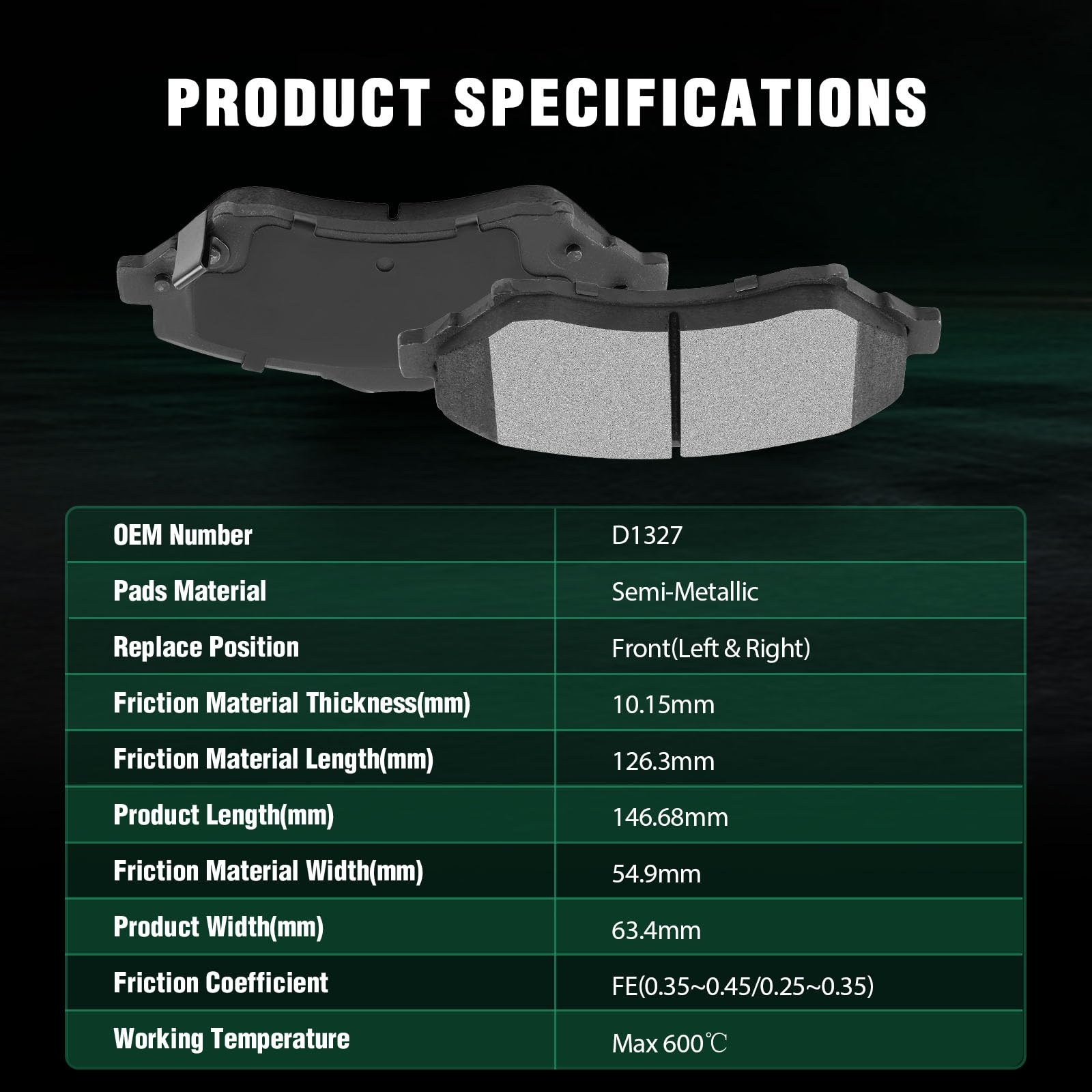 Automuto 8Pcs Front & Rear Disc Brake Pads Set D1326 D1327 For Chrysler Town & Country 2008-2012,For Dodge Grand Caravan 2008-20