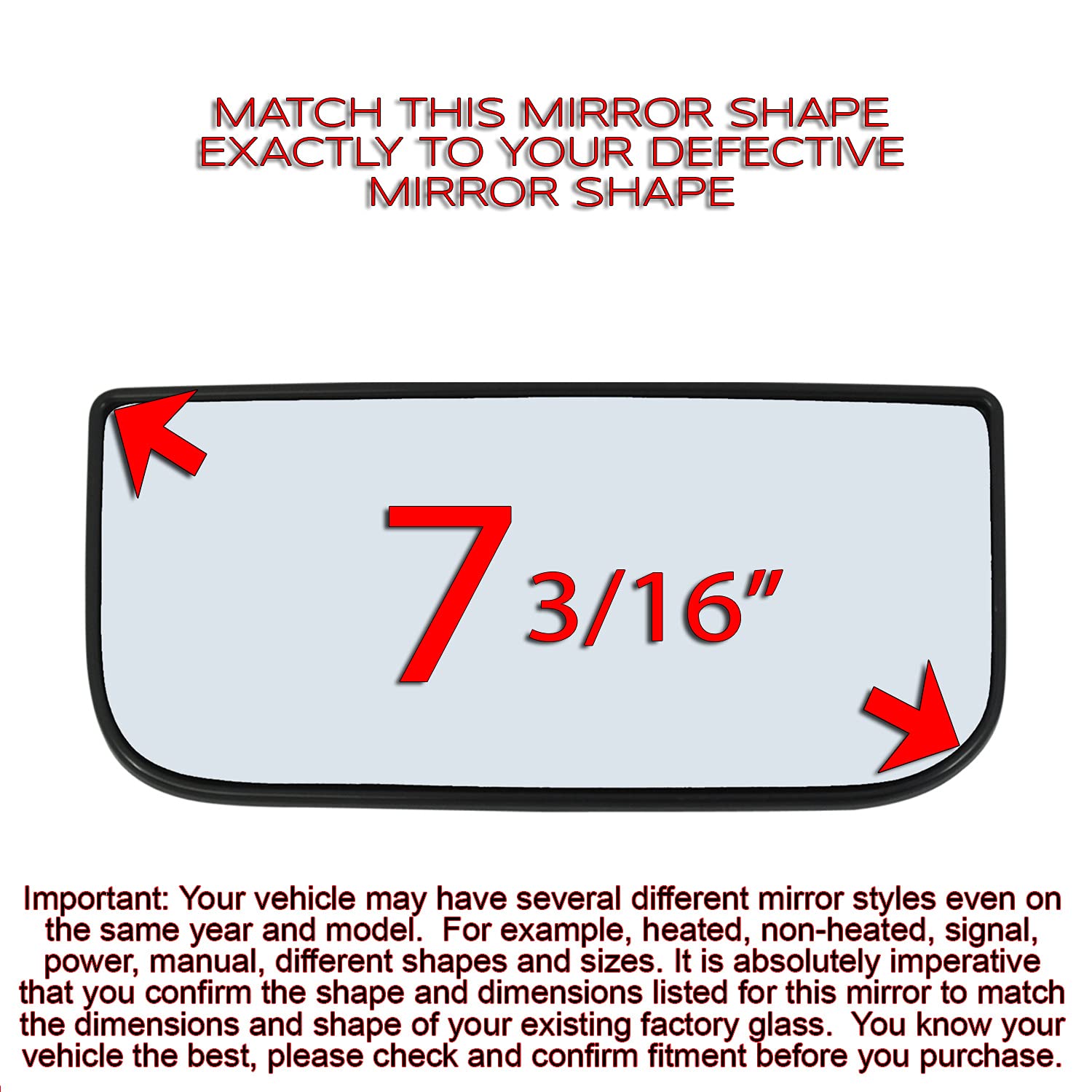 Driver Side Mirror Glass Assembly With Plastic Backing Plate Lower Bottom Towing Compatible With 2006-2020 Chevrolet Gmc Silvera