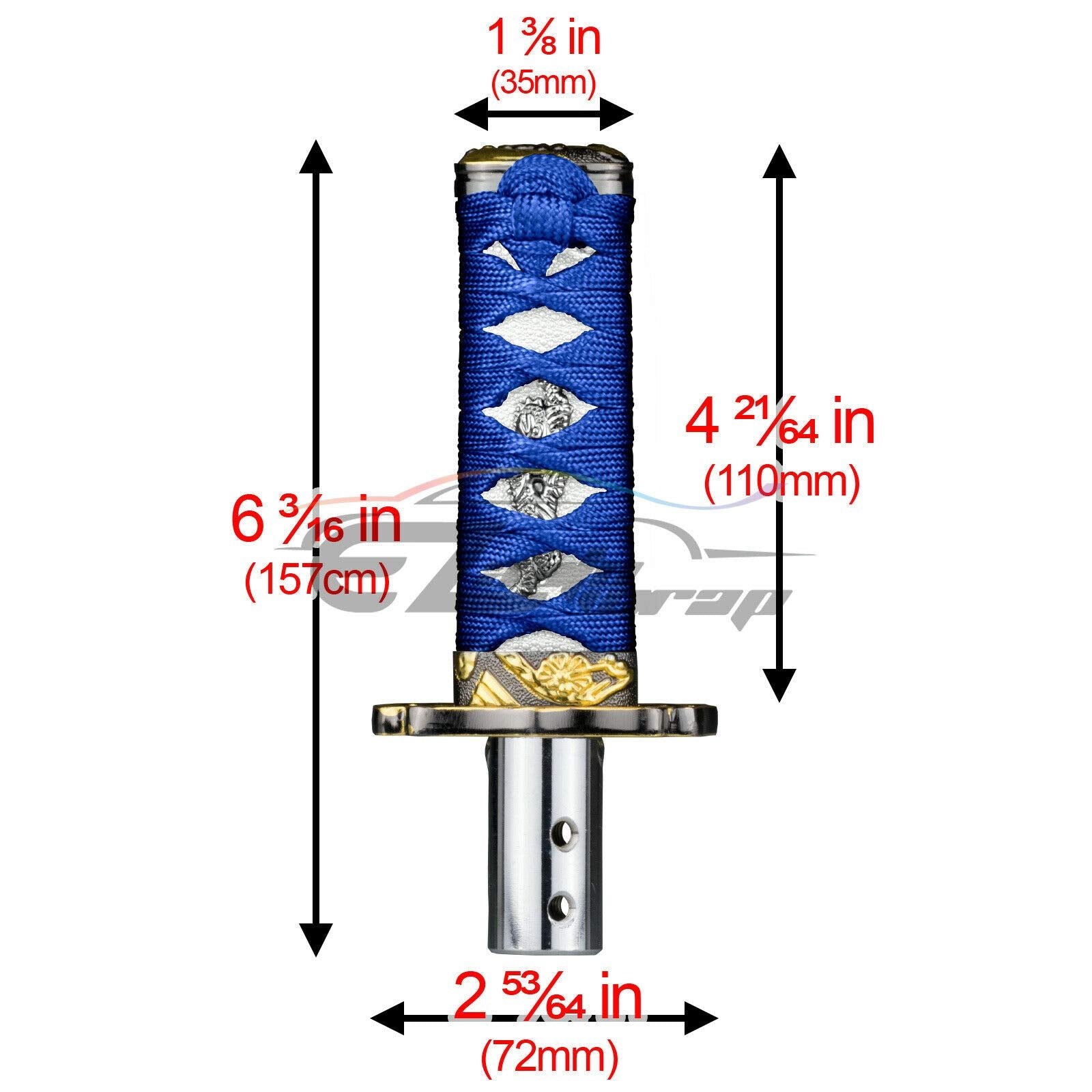 Ezauto Wrap 10Cm Blue White Shift Knob Samurai Sword Alloy Katana With Adapter Universal