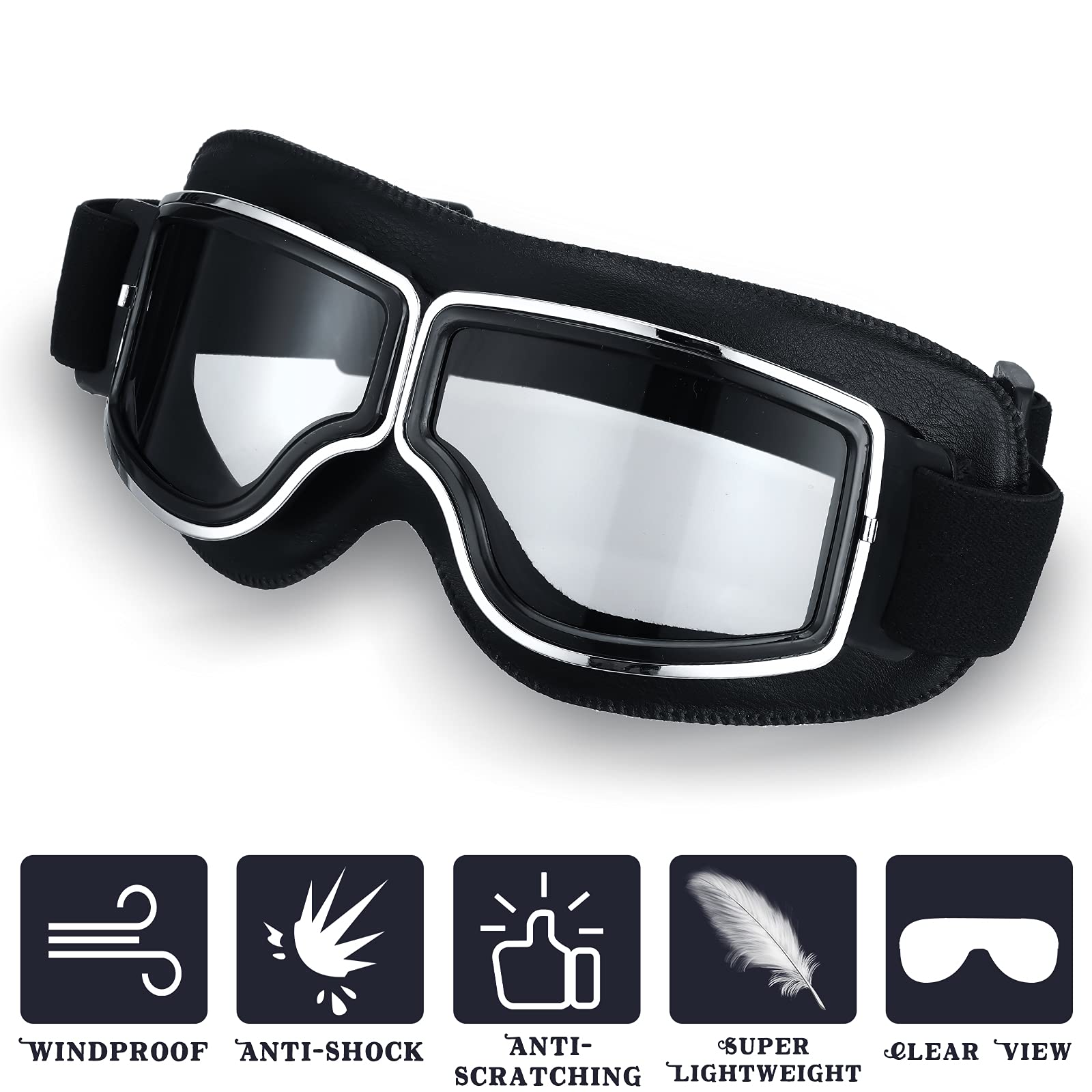 Frienda 2 Pieces Motorcycle Goggles Vintage Pilot Style Cruiser Scooter Goggle Outdoor Sand Goggles Atv Anti-scratch Dust Glasse