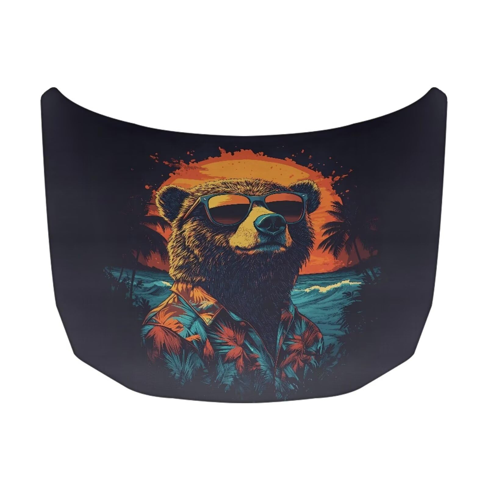 Qiyupavto 59  39 Inch Funny Bear Car Hood Cover Protector Waterproof Polyester Auto Hood Flag Stretchable Automotive Exterior Ac