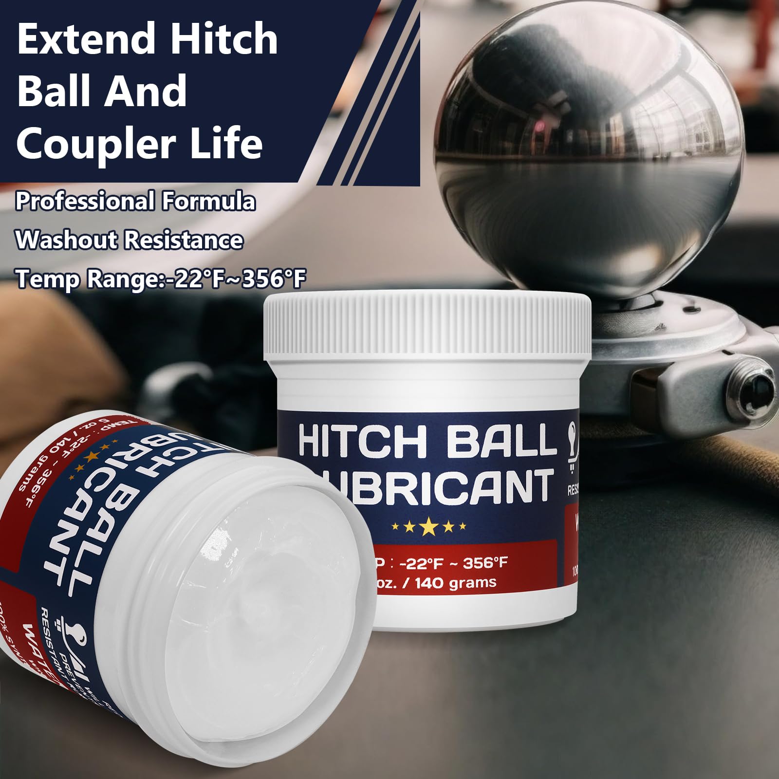 BTAS Trailer Hitch Ball Lubricant Waterproof Grease with PTFE 5oz,Reduces Friction & Wear & Noise on Tow Hitch Mount Balls,King