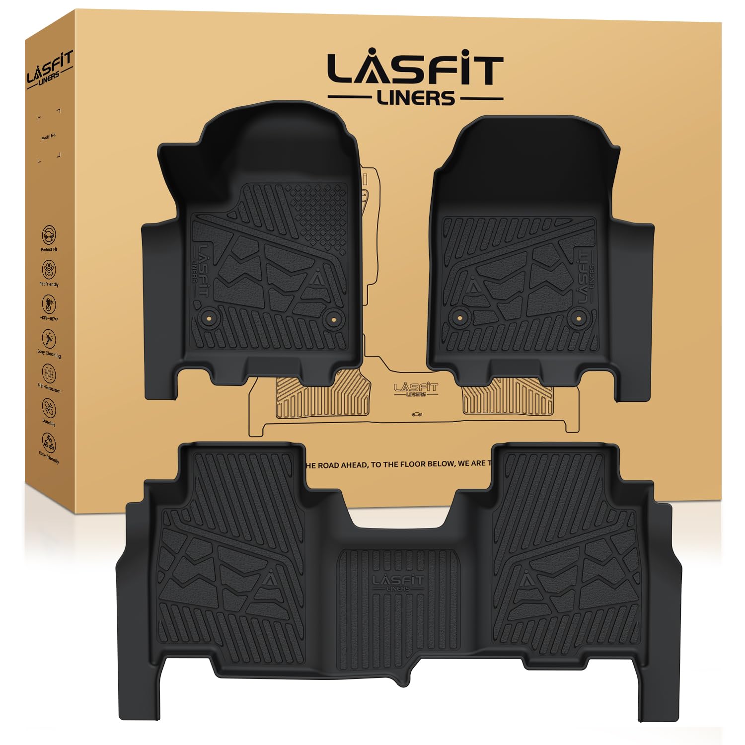 Lasfit Floor Mats For Chevrolet Chevy Silverado Ev 2024 2025 Car Mats (Only Fit Rst, Not Fit Wt/Lt), All Weather Tpe Custom Fit