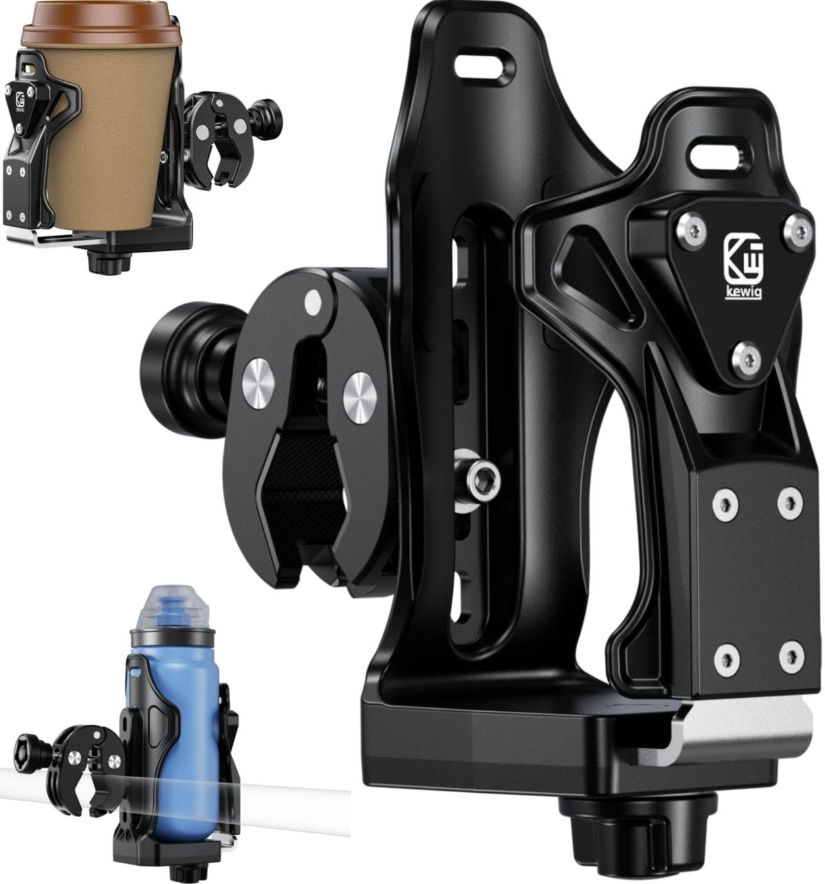 Kewig Anti-Theft Motorcycle Cup Holder, Extra Large Adjustable Size Bike Water Bottle Holder For 1.95 - 3.6'' Diameter Bottles,