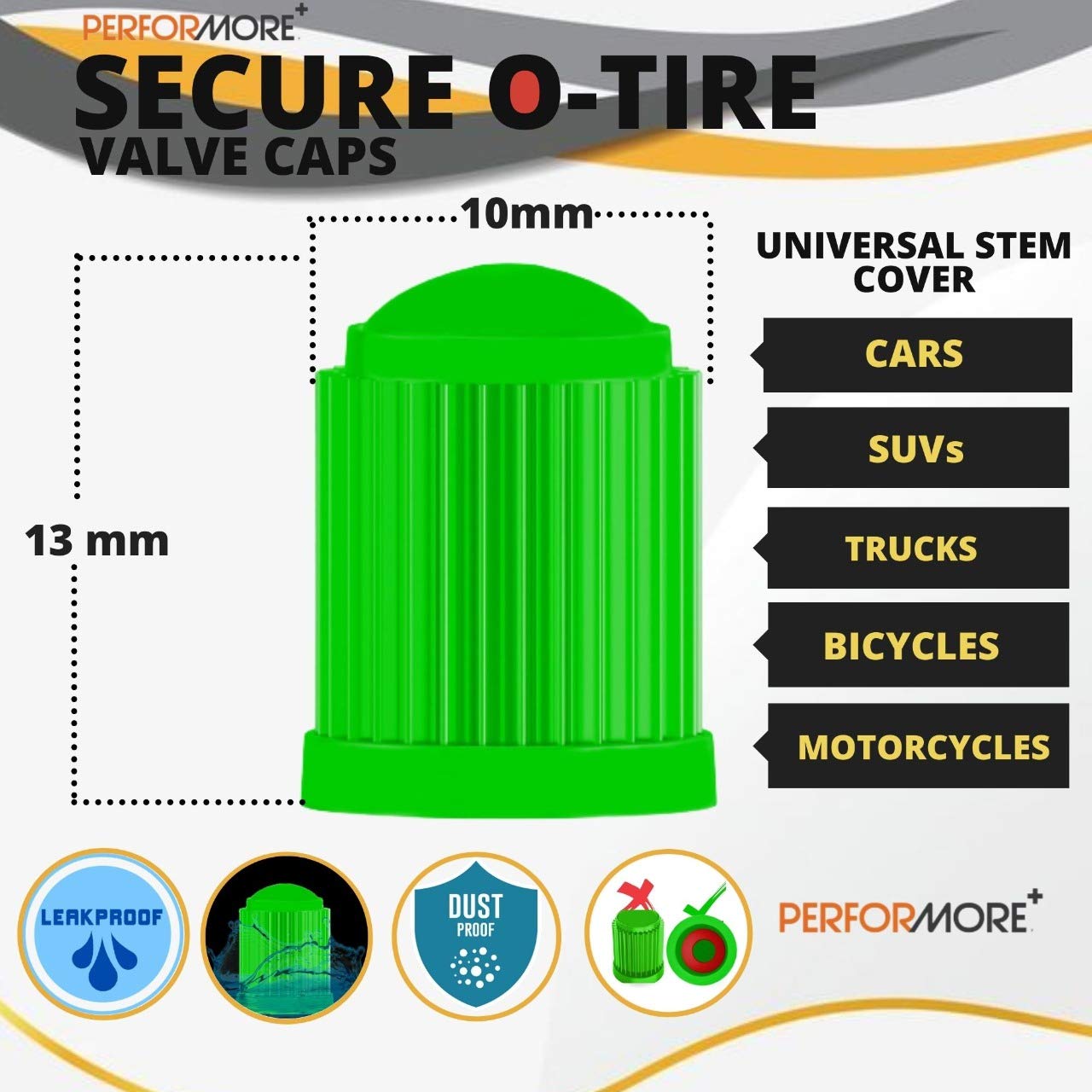 Performore 30 pcs Tire Valve Caps Heavy-Duty Stem Covers with O-Rubber Rings, Universal Car Wheel Tire Caps Dust Cover for Cars,