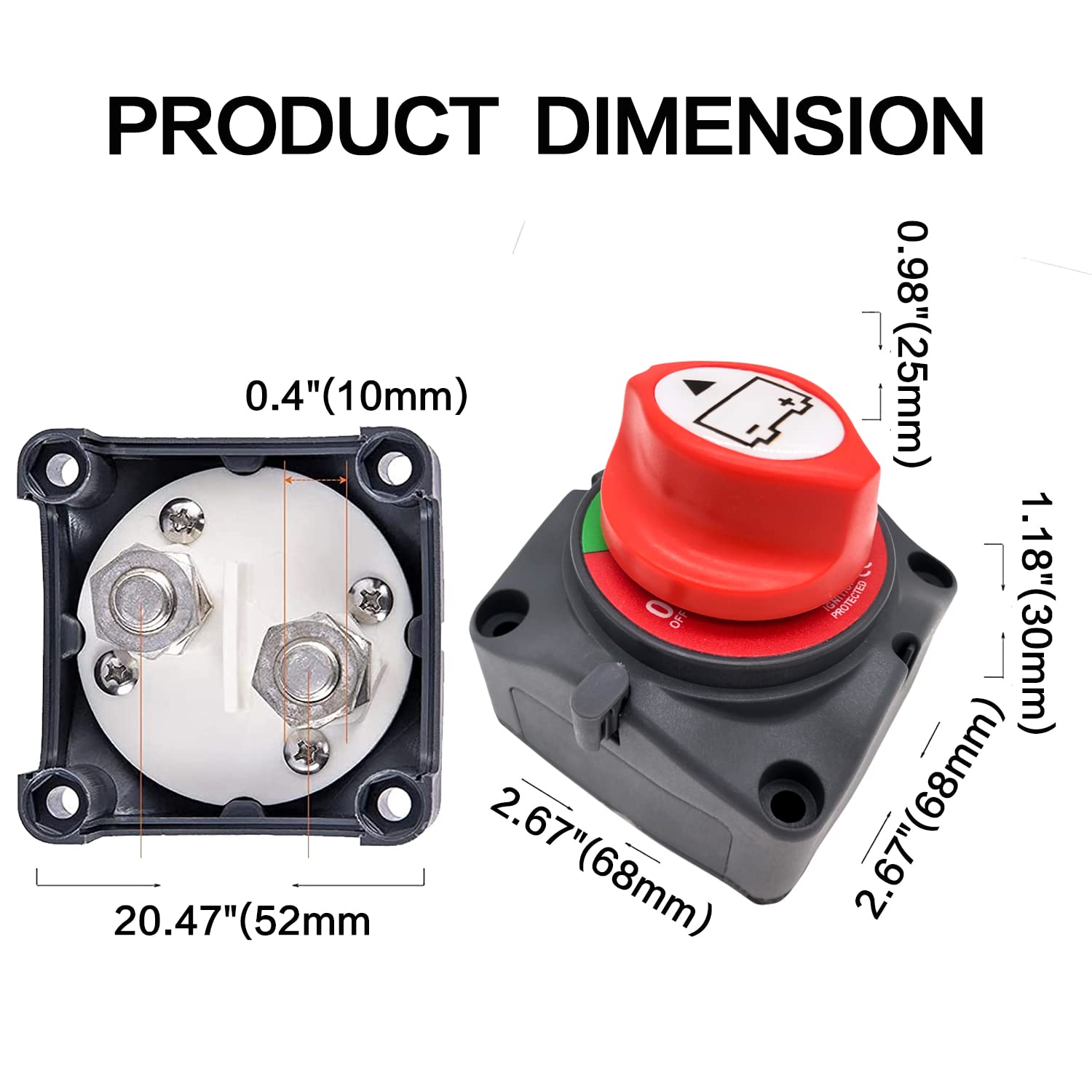 Gogonfly Battery Disconnect Switch 12-48V 275A Battery Power Master Switch Disconnect Isolator Cut Shut Off Switch For Marine Bo