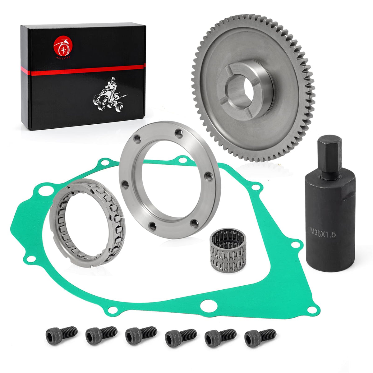 Flywheel Puller & Starter Clutch One Way Bearing Gear Kit & Gasket For Yamaha Warrior Raptor Big Bear Moto 4 350 Yfm350 1987-2014 Kodiak 400 1994-1998