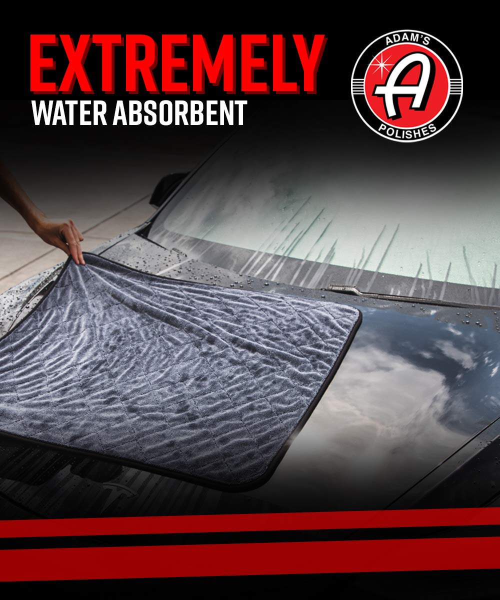 Adam'S Polishes Jumbo Plush Drying Towel 33 X 29 Inches 1500 Gsm - Absorbent Microfiber (1 Pack), White