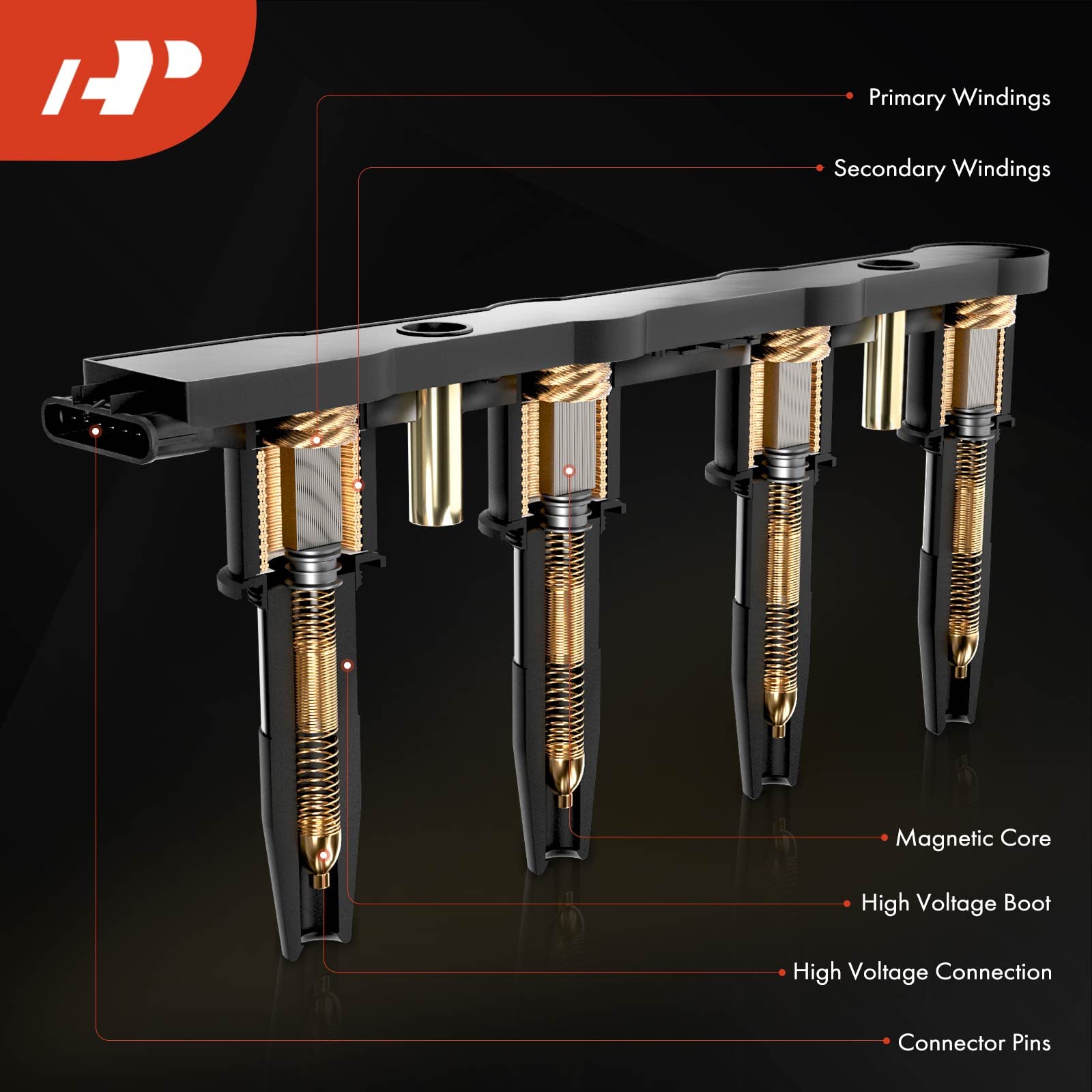 A-Premium Engine Ignition Coil Packs Compatible with Chevrolet Cruze 2011-2015 Aveo Aveo5 2009-2011 Sonic 2012-2018 Pontiac G3 2007-2010 1.6L 1.8L