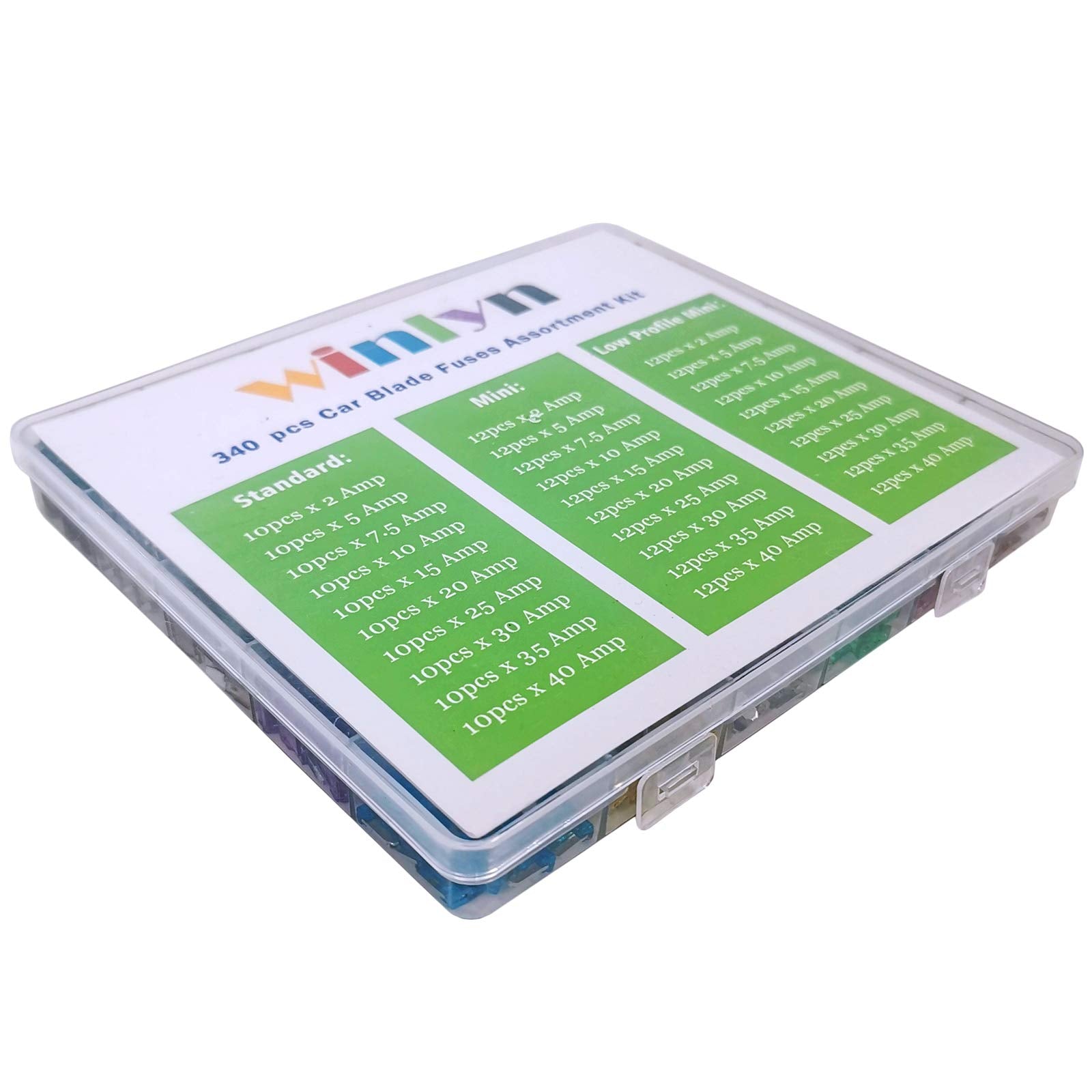 340 Pcs Assorted Standard & Mini & Low Profile Mini Auto Car Truck Blade Fuses Set- 2A 5A 7.5A 10A 15A 20A 25A 30A 35A 40A-Atc/A