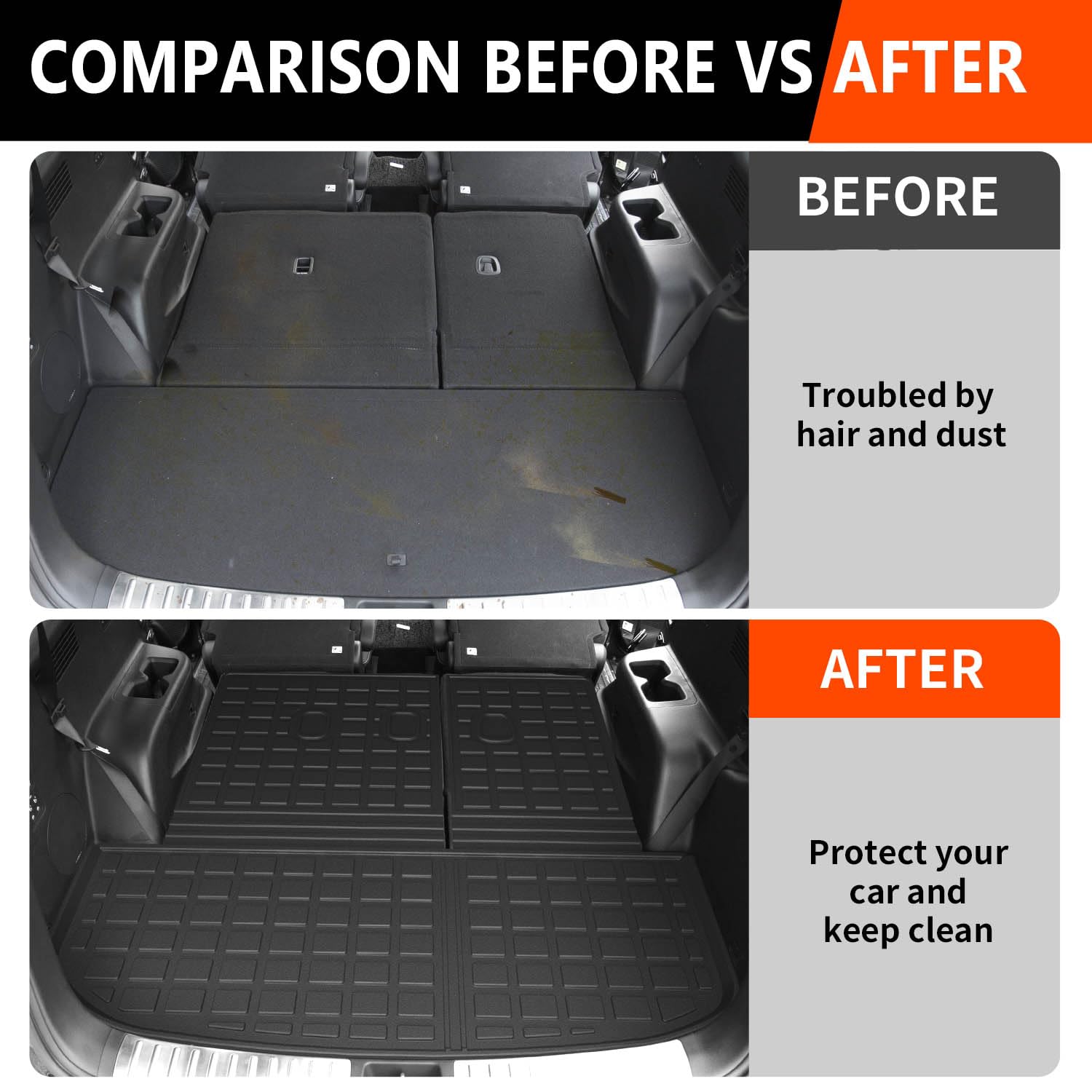 Powoq Cargo Liner Compatible With 2020-2025 Hyundai Palisade Backrest Mat Tpe Behind 3Rd Row Replacement For 2020 2021 2022 2023 2024 2025 Hyundai Palisade Accessories (Trunk Mat With Backrest Mat)