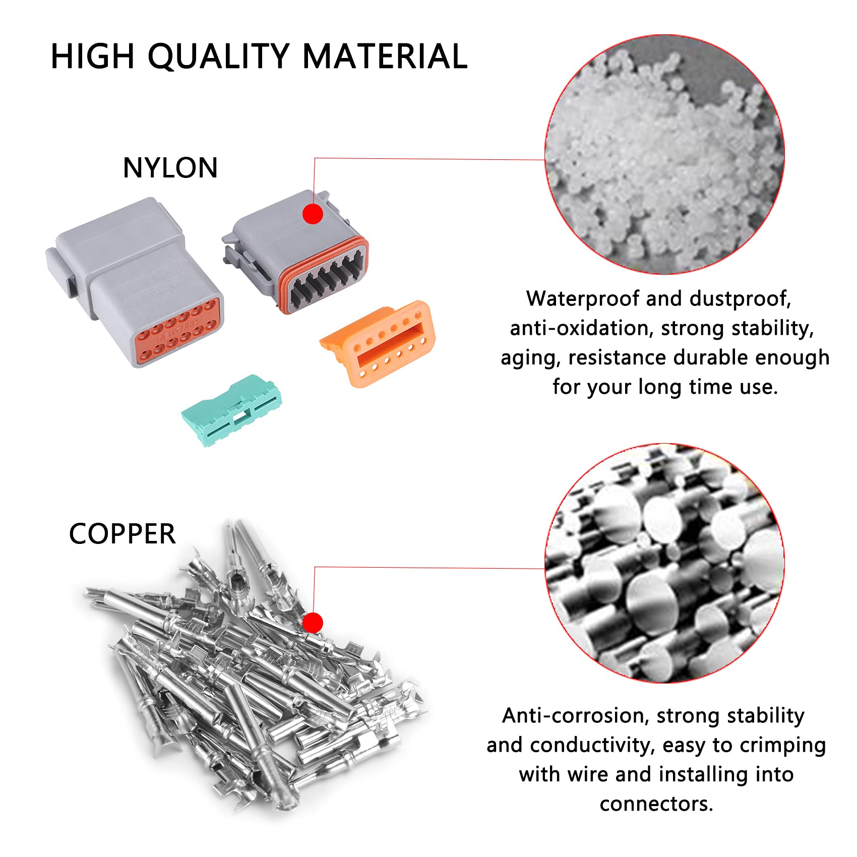 Muyi 12 Pin Connector 3 Kits Dt Series Automotive Connectors Ip67 Waterproof Electrical Wire Connector Heavy Duty 14-18 Awg Wire