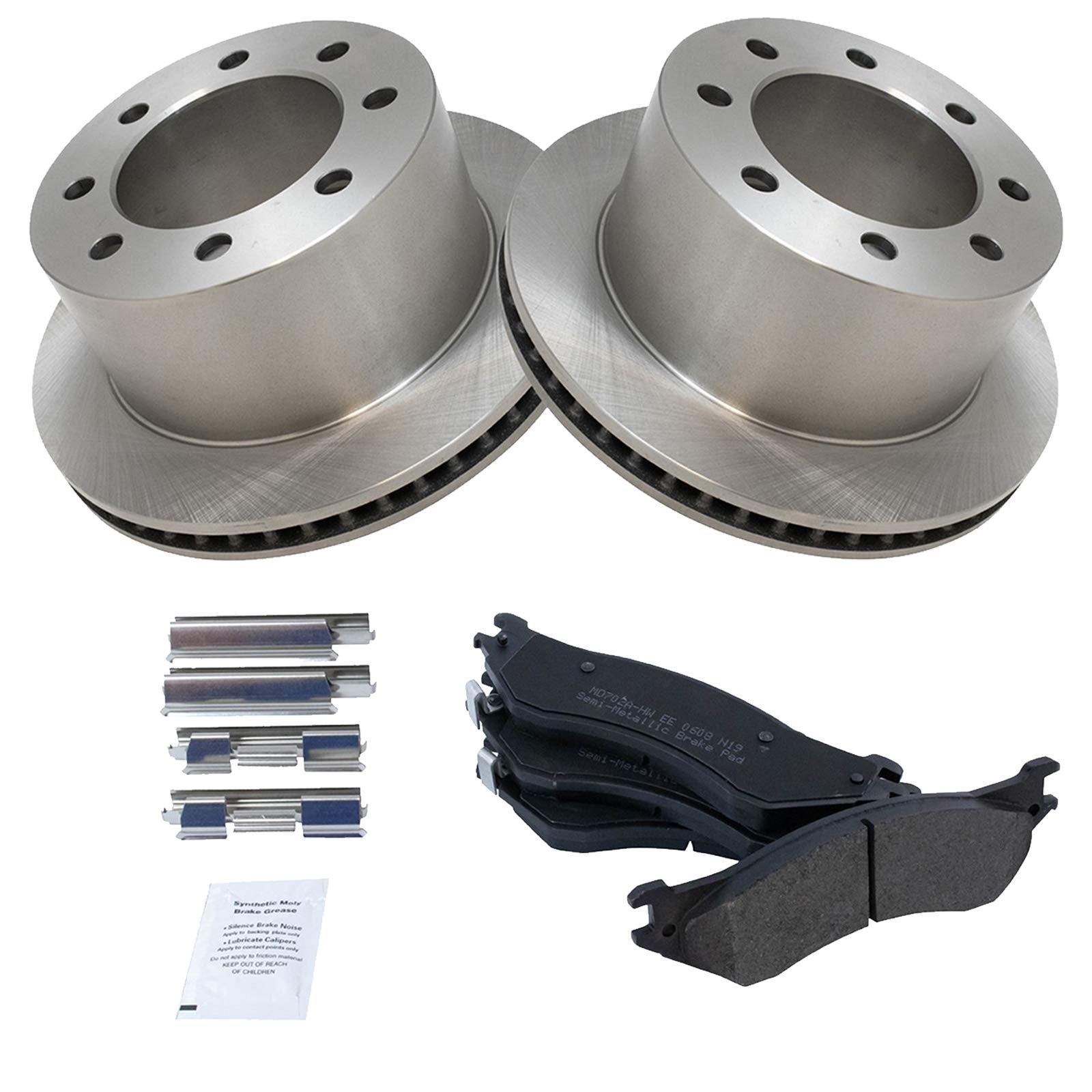 Trq Rear Brake Pad & Rotor Kit Brake Pads Brake Rotor Semi-Metallic Compatible With 2001-2002 Dodge Ram 2500 Ram 3500