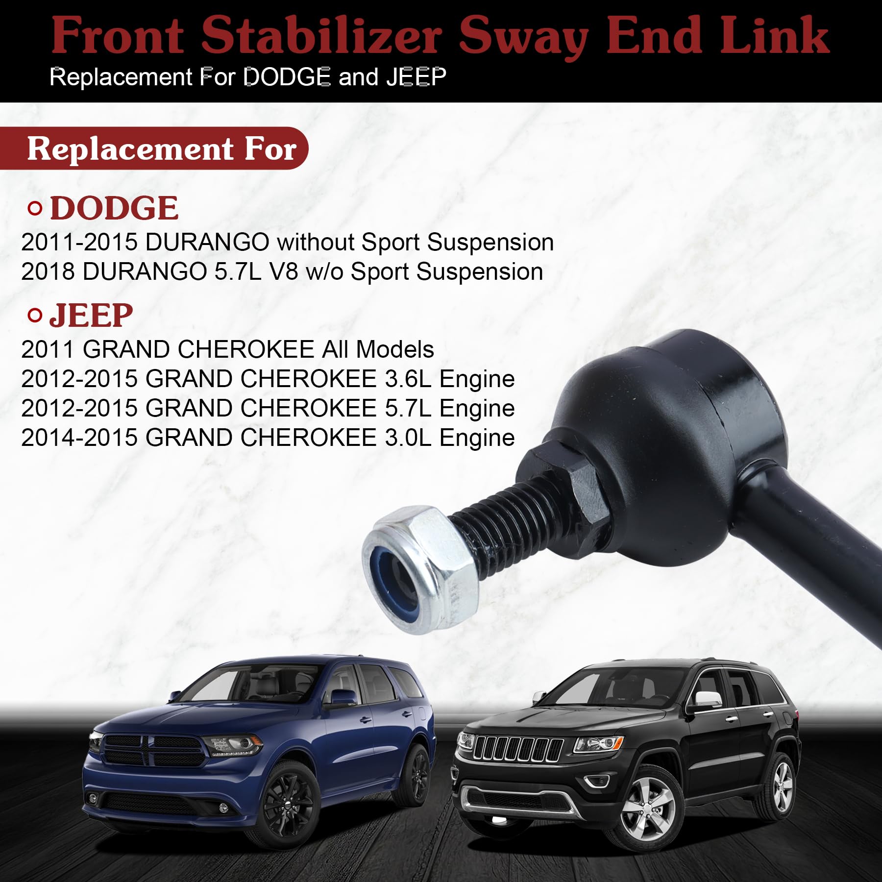 Stiueoav K750578 K750579 Sway Bar Link - Front Stabilizer End Link Compatible With 2011-2018 Durango?2011-2015 Grand Cherokee
