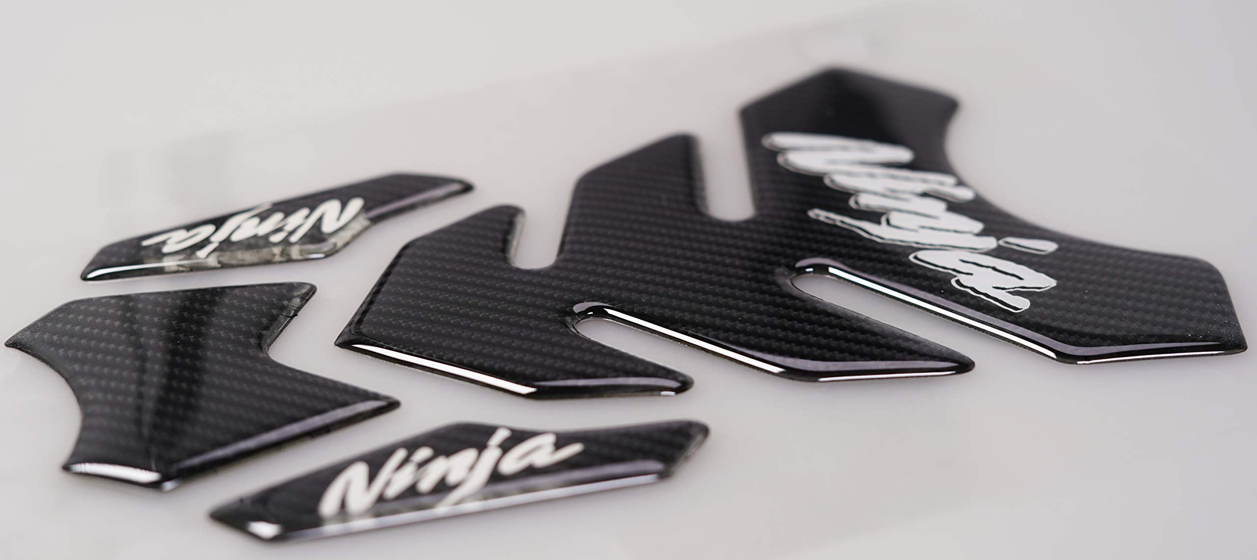 Revsostar 5D Real Carbon Fiber Chrome Decal Sticker Vinyl Decal Emblem Protection Gas Tank Pad For Ninja 250 300 All Series With Keychain