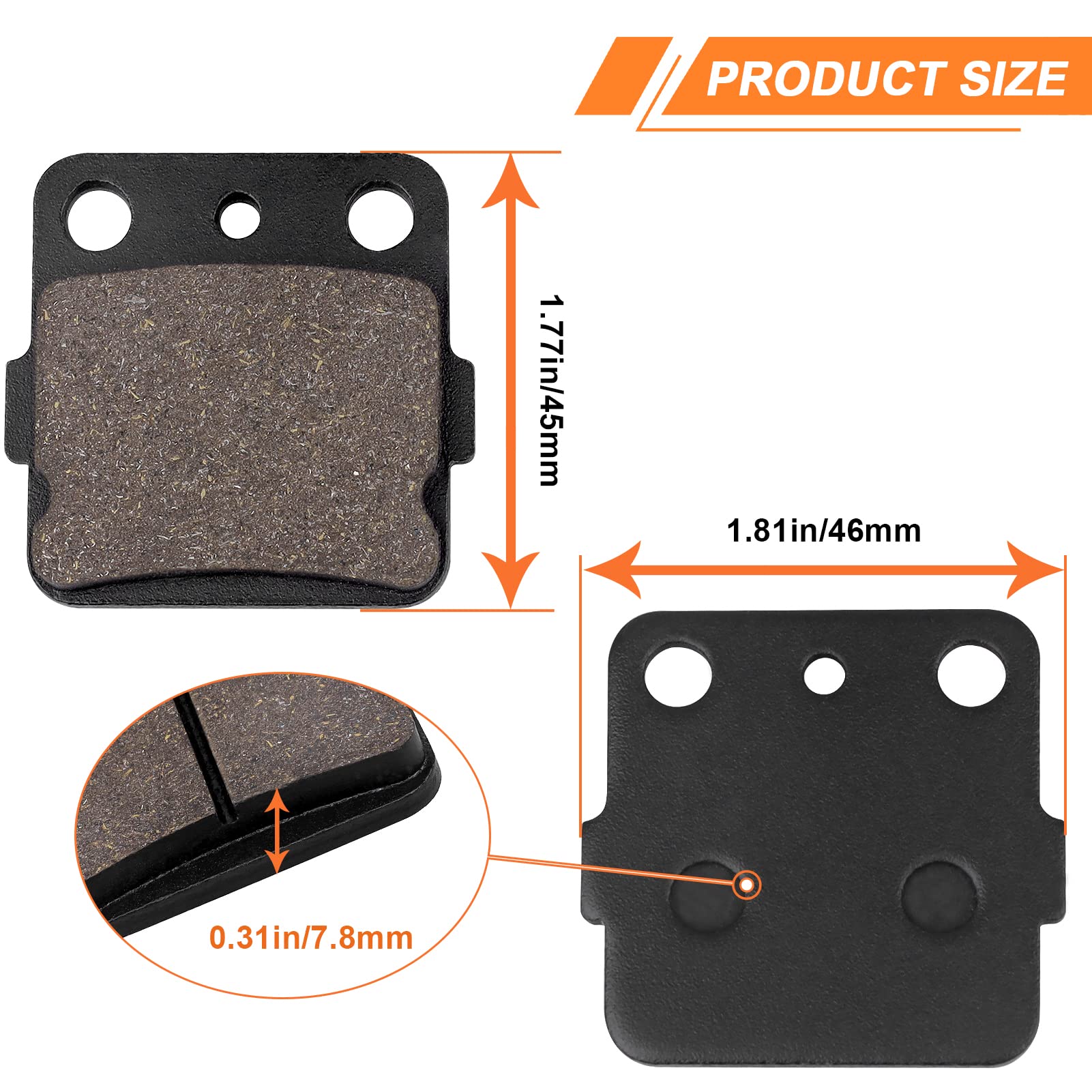 Front And Rear Brake Pads Replacement For Yamaha Raptor 350 Yfm350 Yfm350Rse2 Raptor 660R Yfm660R Honda Fourtrax 250 Trx250 Trx2