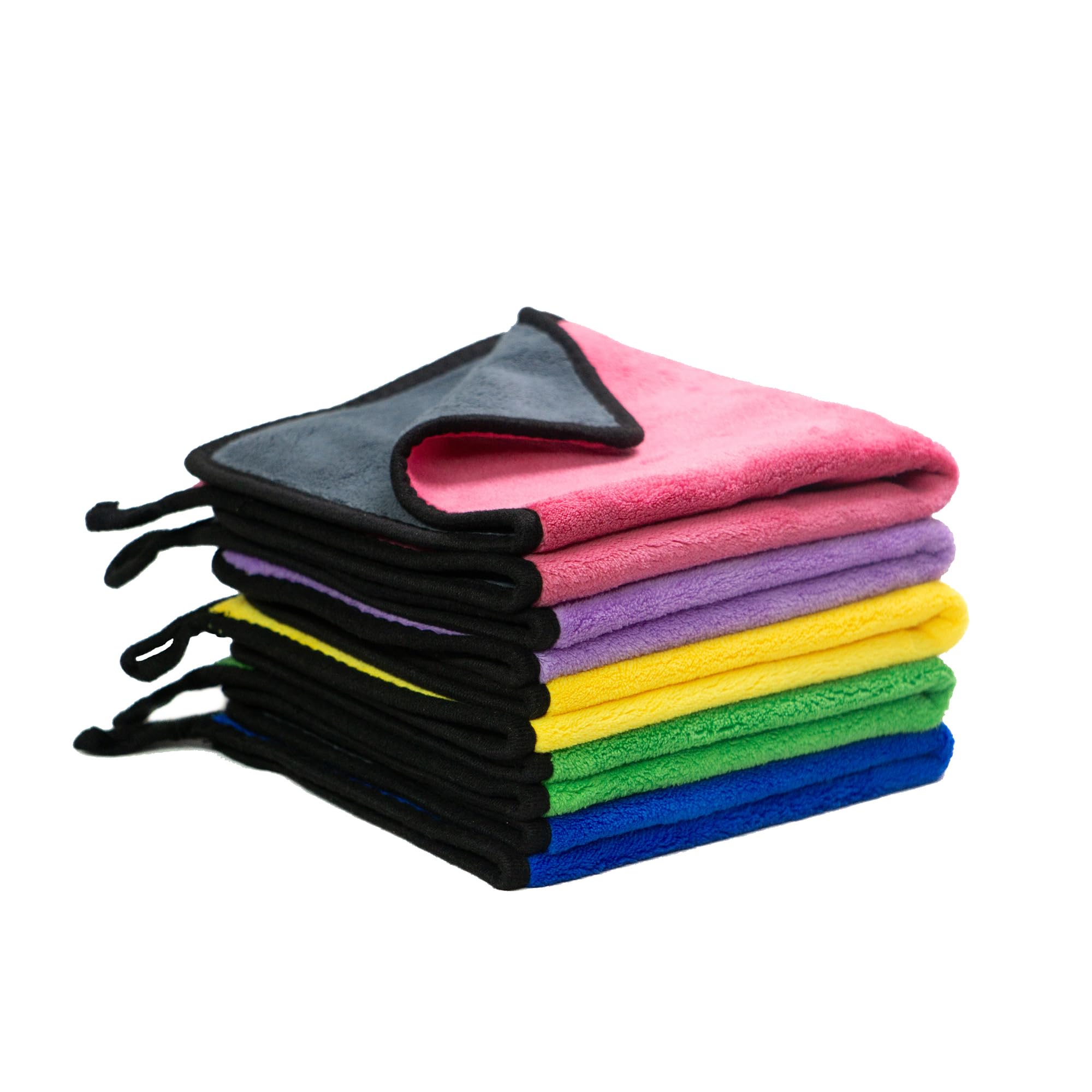 MEXT Microfiber Car Cleaning Cloth, 30x40 cm, 600 GSM, Soft, Large, Suede Edging, Scratchless (Green) 4 towal in a Pack