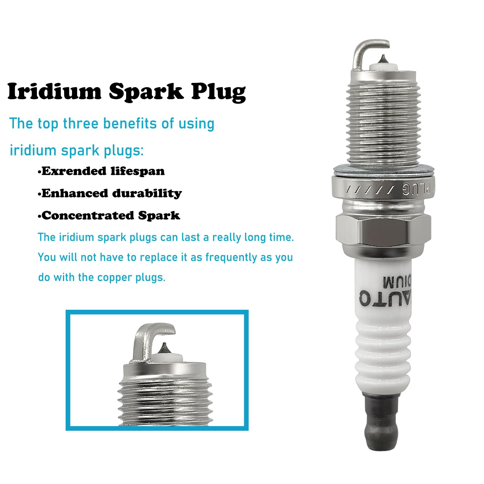 Oyeauto Iridium Spark Plugs 4 Pack 7090 Bkr5Egp Fit For Volkswagen Toyota Subaru Honda Audi Hyundai Mitsubishi Nissan Mini Kia S