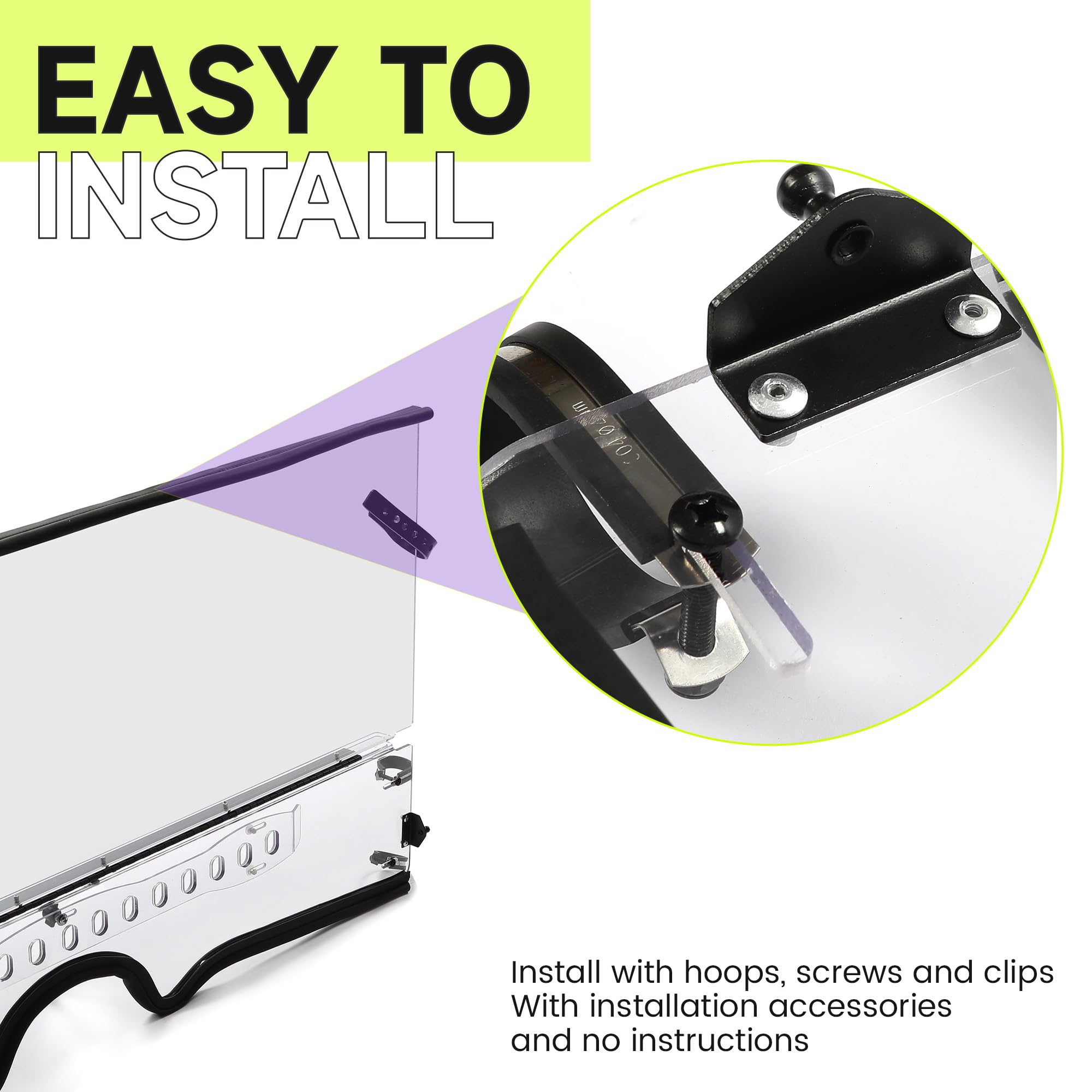 HECASA Front Clear Vented 1/4'' Windshield Compatible with 2004-2013 Yamaha Rhino 450 660 700 Windscreen