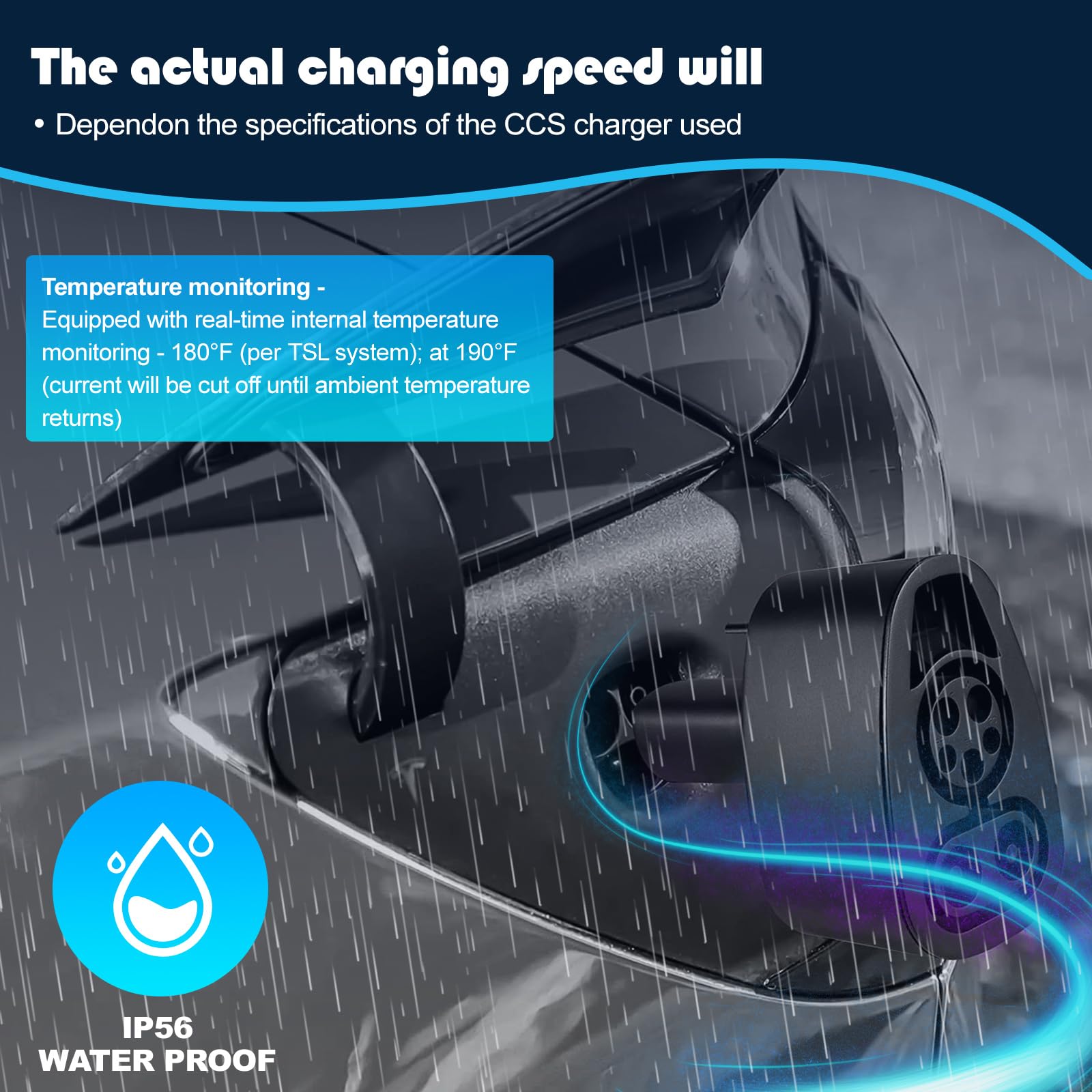 YIGPAIPO CCS Adapter Compatible Tesla Model 3/Y/X/S,with Charger Up DC 500V/250KW Max(The Voltage Cannot Exceed 500V).Not Applic