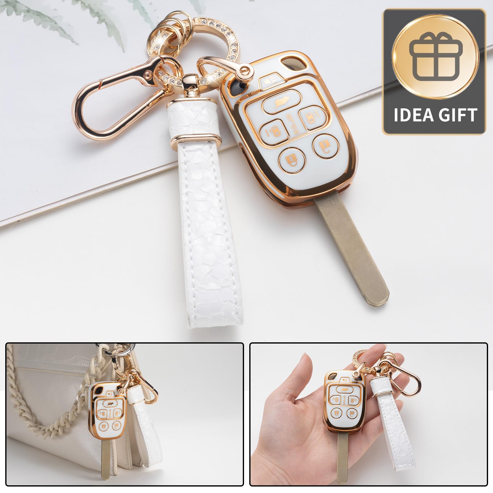 Cacarlike For Honda Key Fob Cover With Honda Keychain, Car Key Fob Case Compatible With Honda Odyssey 2011 2012 2013(N5F-A04Taa)