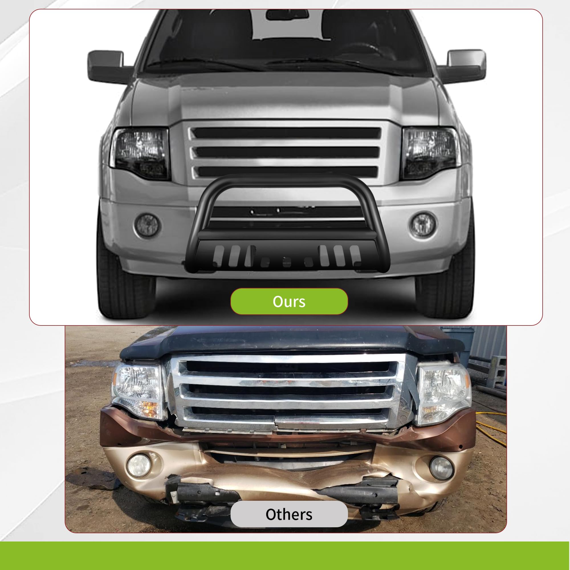 Autosaver88 Bull Bar Compatible For 2004-2023 Ford F150 F-150 Black Hd Heavy Duty 3'' Tube Brush Push Front Bumper Grill Grille