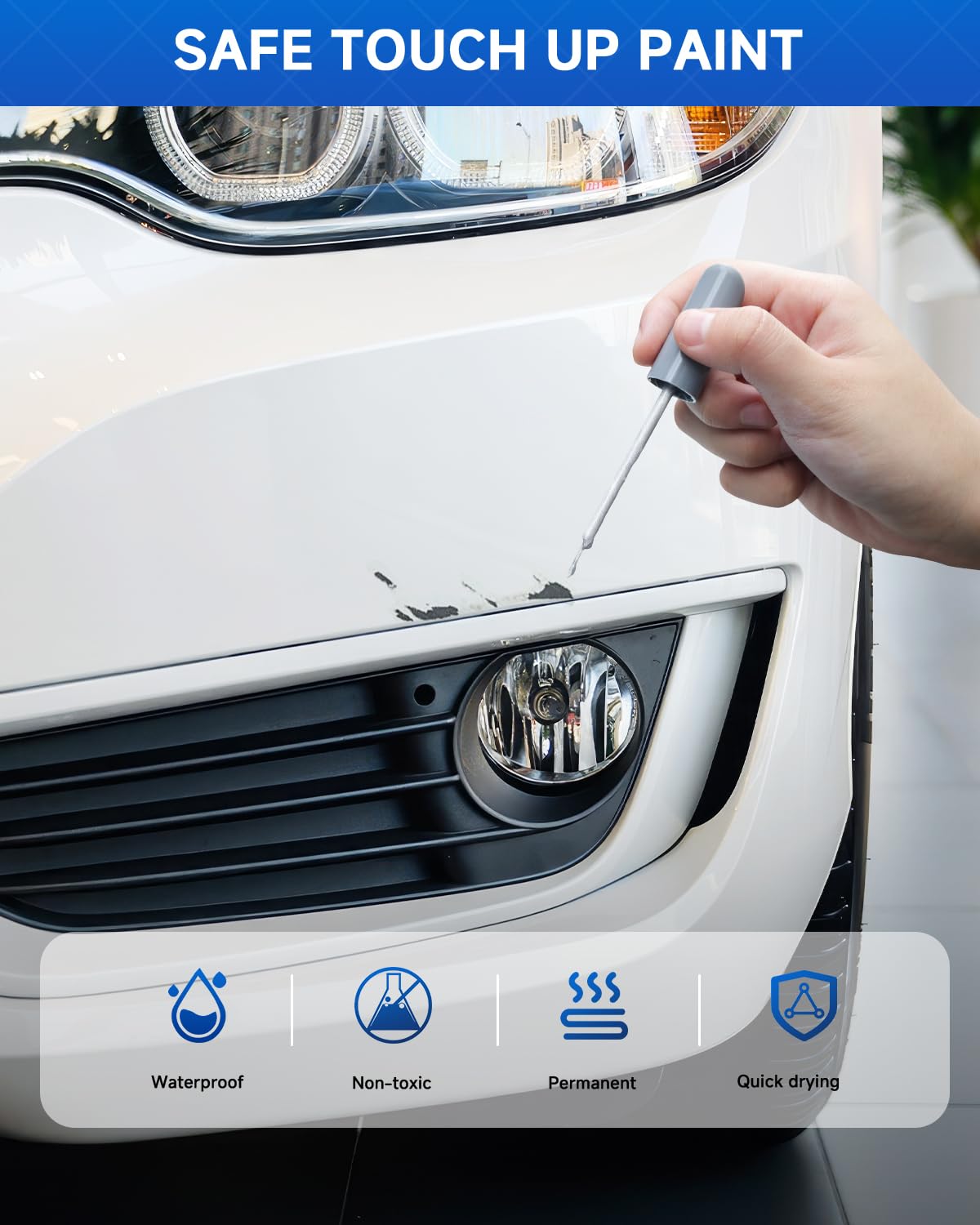 Teslaunch LX7W Ice Silver Metallic Touch Up Paint Compatible With Audi Exact Match Car Paint Pen Scratch Repair