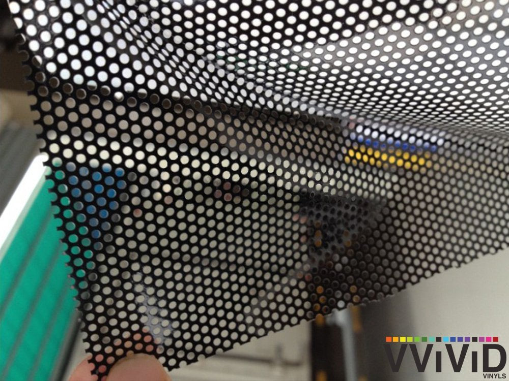 Vvivid® One-Way Perforated Black Vinyl Privacy Window Film Adhesive Glass Wrap Roll (75Ft X 48 Inches)