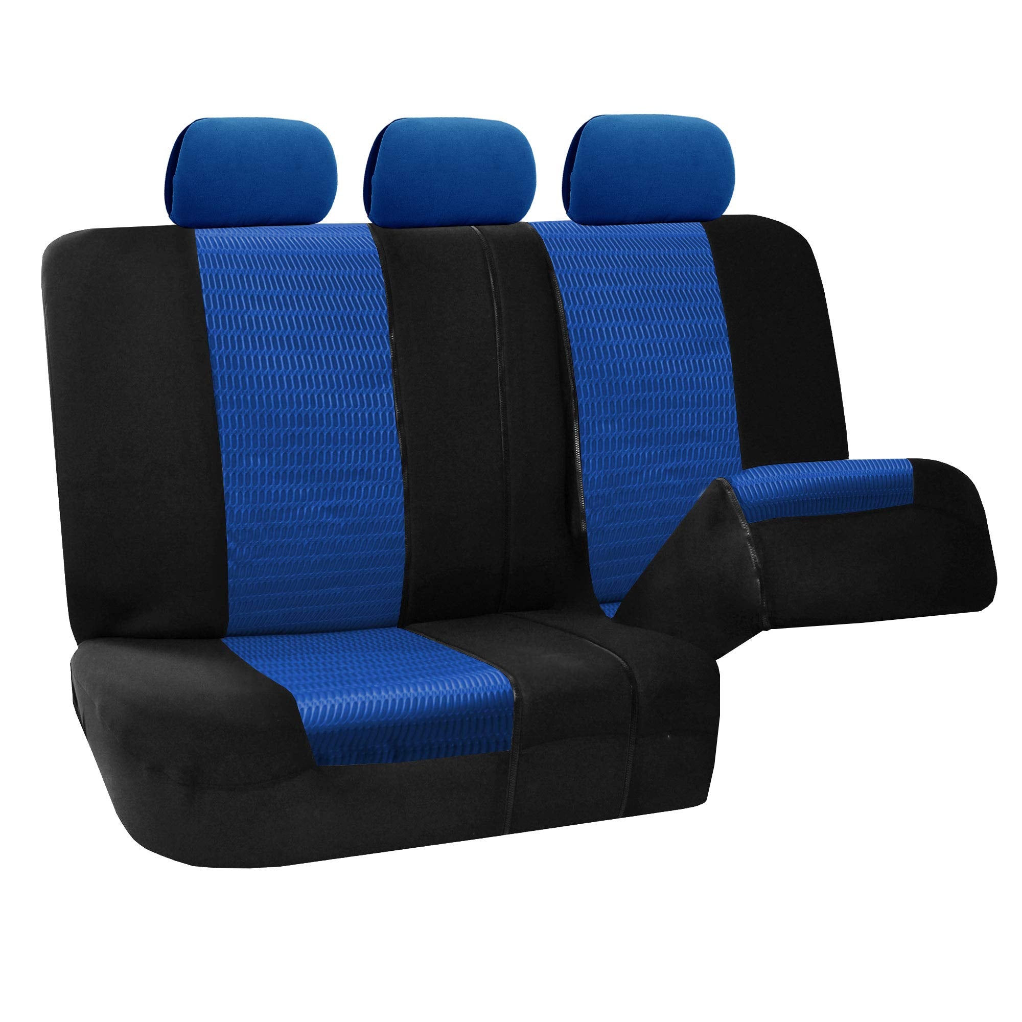 Fh Group Automotive Seat Cover Trendy Elegance For Back Seat Blue Car Interior Accessories For Suv, Sedan & Van Universal Fit Co