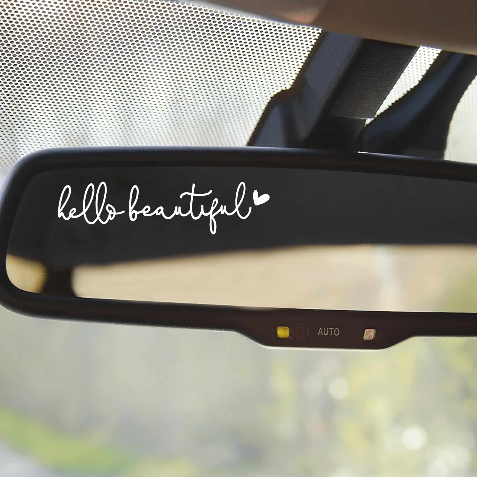 Miarita 3X Hello Beautiful Rearview Mirror Decal, Cute Car Decals for Women, Car Stickers and Decals, Rear View Mirror Sticker,