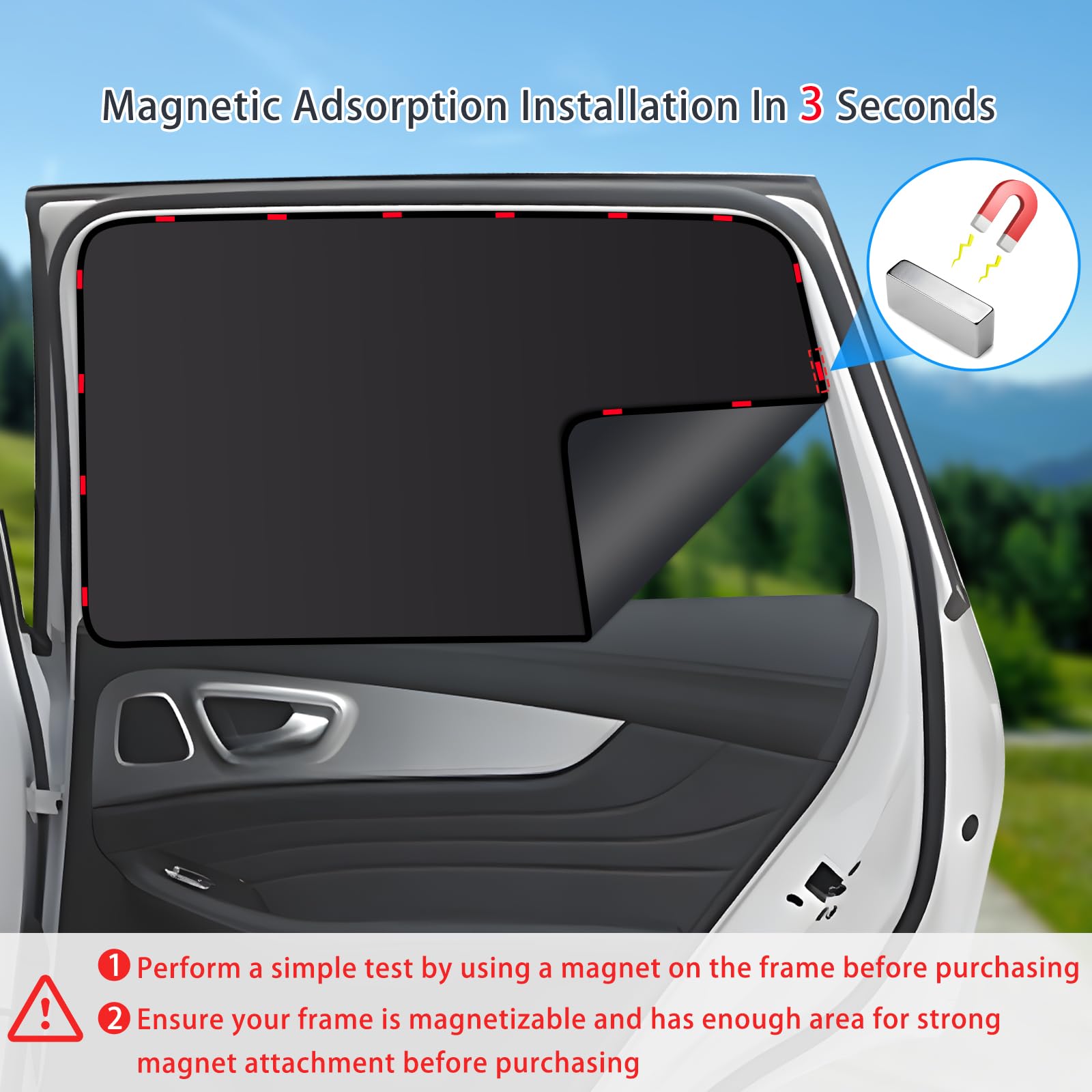 ZATOOTO Car Window Shades - 4 Pack UV Blocking Blackout Curtains for Privacy, Napping, Travel - Universal Fit, Model PHHJ-Ola-4pcs