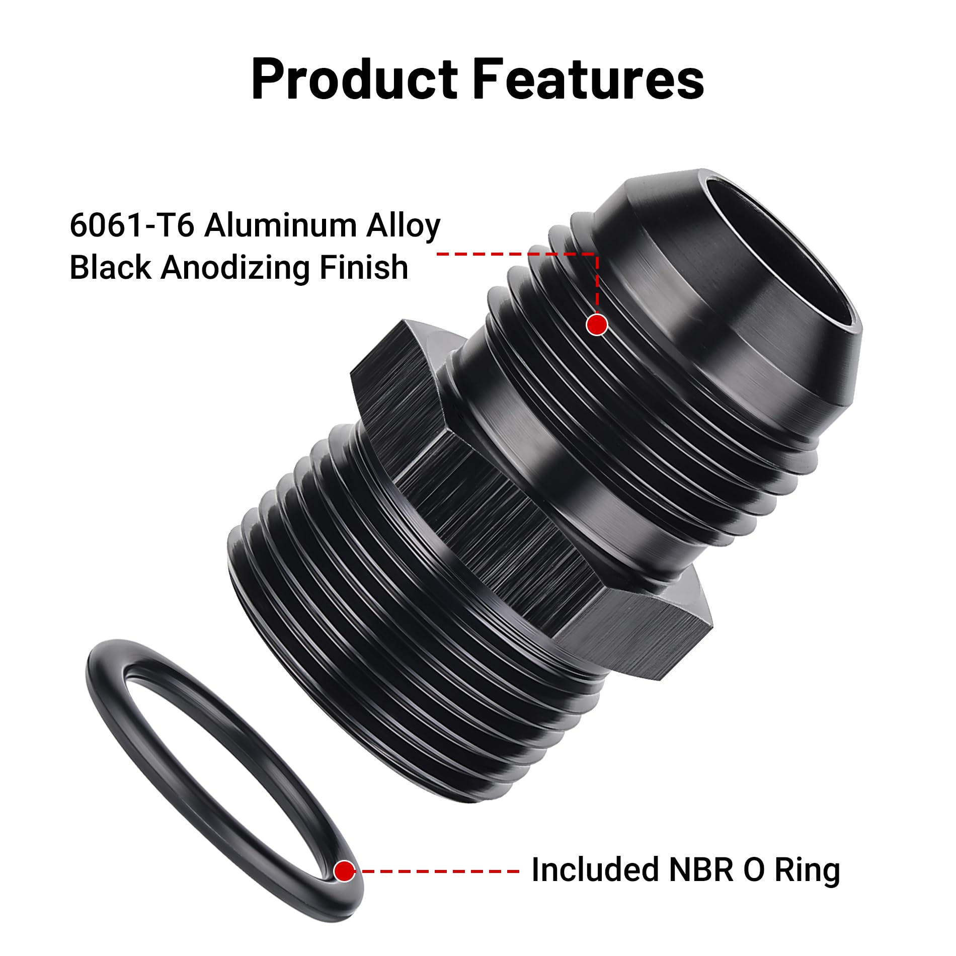 Evil Energy 10An Male Flare To M24 X 1.5Mm Male Metric Fitting Adapter Aluminium Alloy 2Pcs