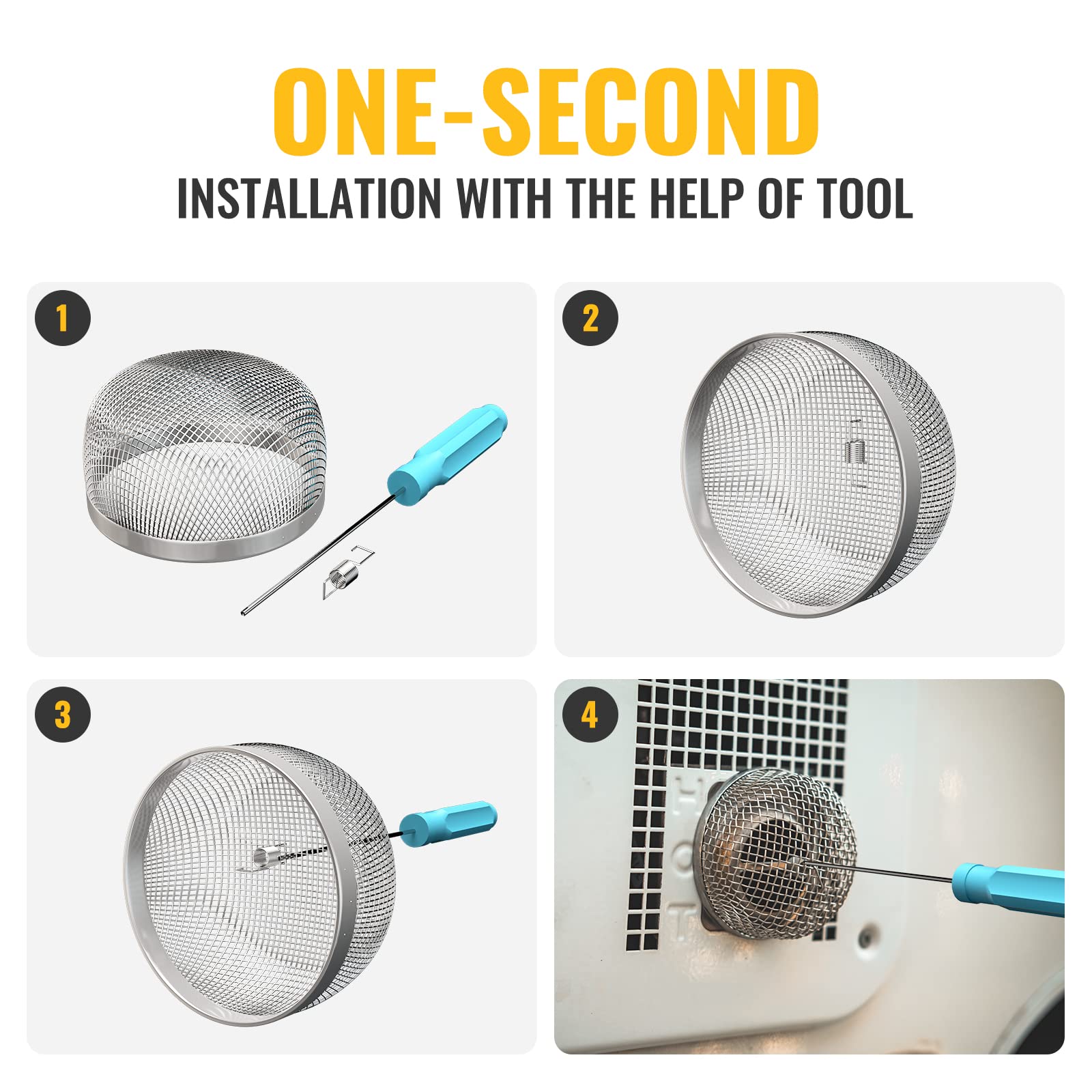 BougeRV RV Furnace Vent Screen,4.5 x 4.5 Inches RV Trailer Water Heater Cover Stainless Steel Square Mesh Screen RV Accessories