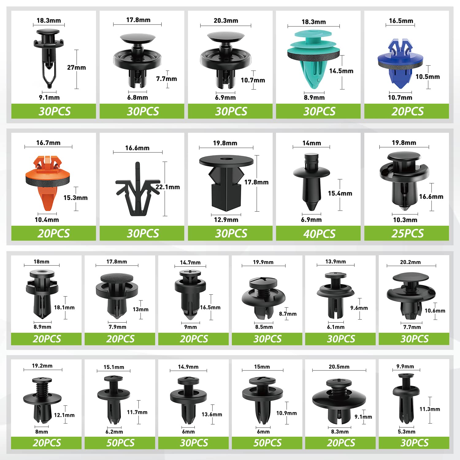 Frokom 22 Most Popular Sizes Auto Push Pin,Car Retainer Clips Fasteners Cars Body Kits-680Pcs,Fasteners Remover For Toyota Gm Ford Honda Chevy