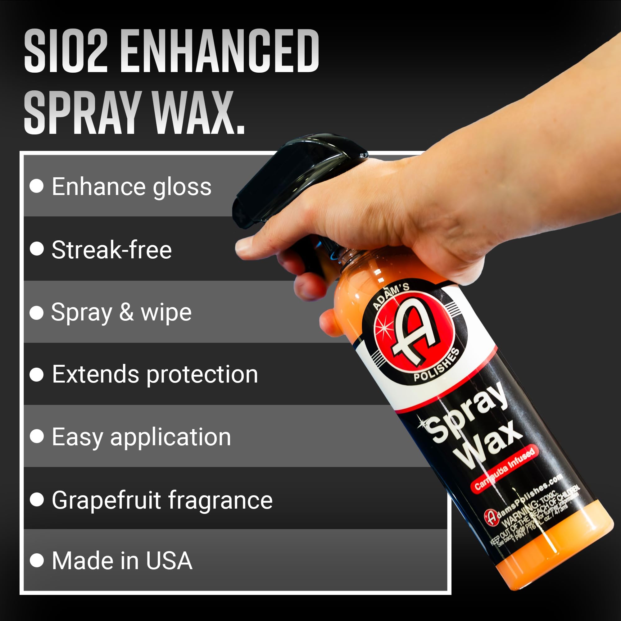 Adam'S Polishes Spray Wax Kit - Advanced Carnauba Car Wax | Car Spray Polish | During Car Wash Paste Wax Clay Bar & Buffer Polis