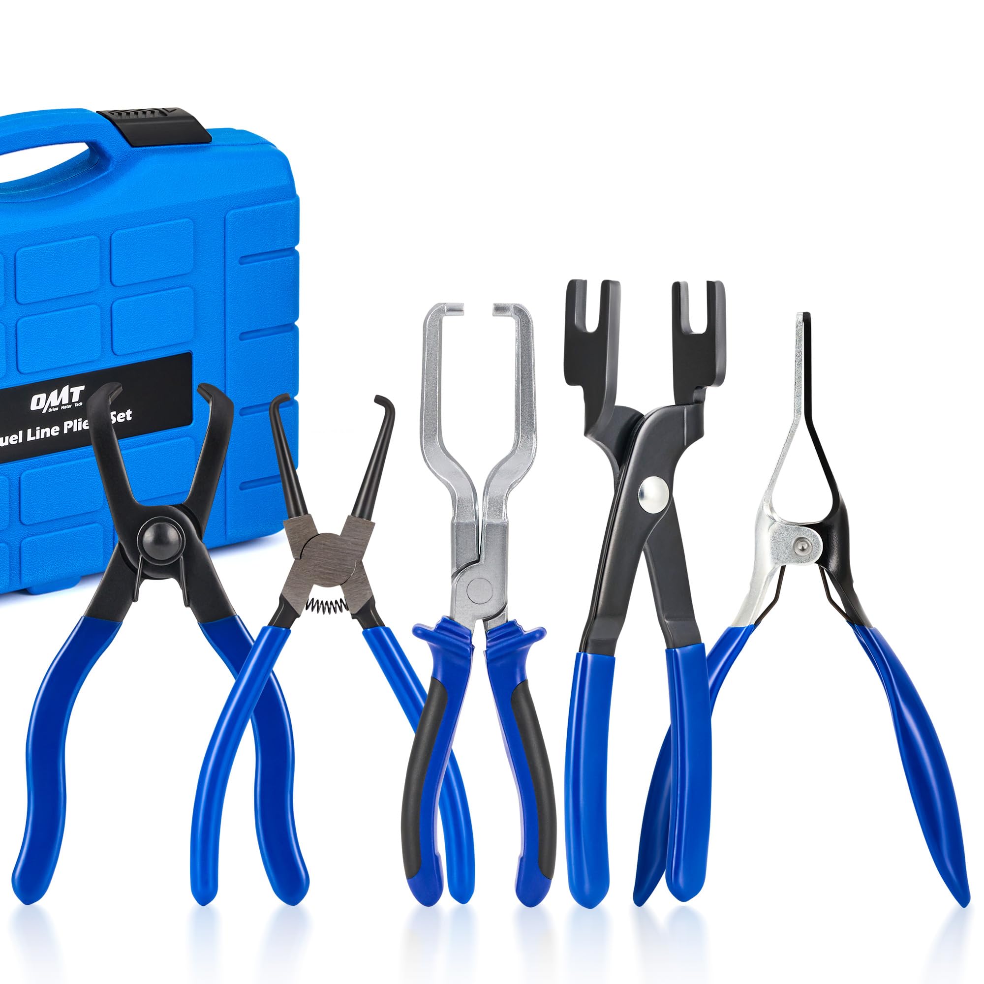 Orion Motor Tech Fuel Line Pliers Set, 5 pc Disconnect Set With Filter Caliper Hose Pipe Clamp Clip 80 Degree Pliers, Heavy-Duty