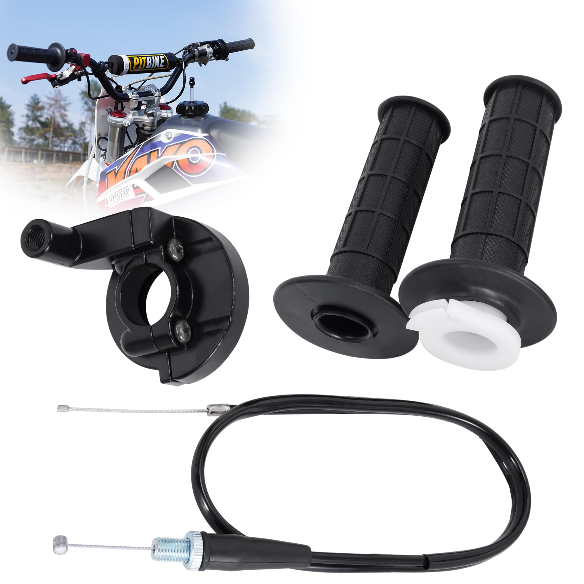 7/8''/22mm Handlebar, Hand Grips with 34.3 Throttle Cable Housing Set for CRF50 CRF70 CRF80 CRF100 CRF150F Dirt Bike
