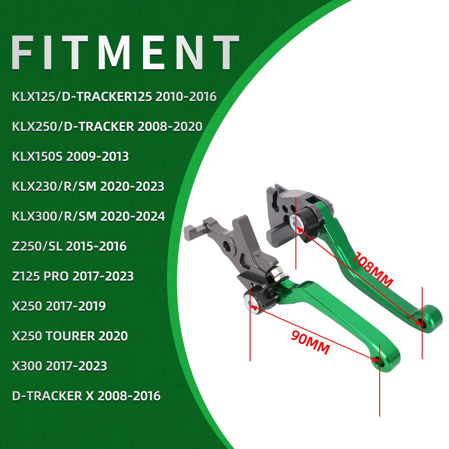 Iuvwisn Motorcycle Brake Clutch Lever Pivot Levers Set Adjustable Cnc For Klx 300 Klx300 Klx300R Klx300Sm 20-24 Klx230 Klx230R Klx230Sm 20-23 Klx125 10-16 Klx250 08-20 Dirt Pit Bike Green
