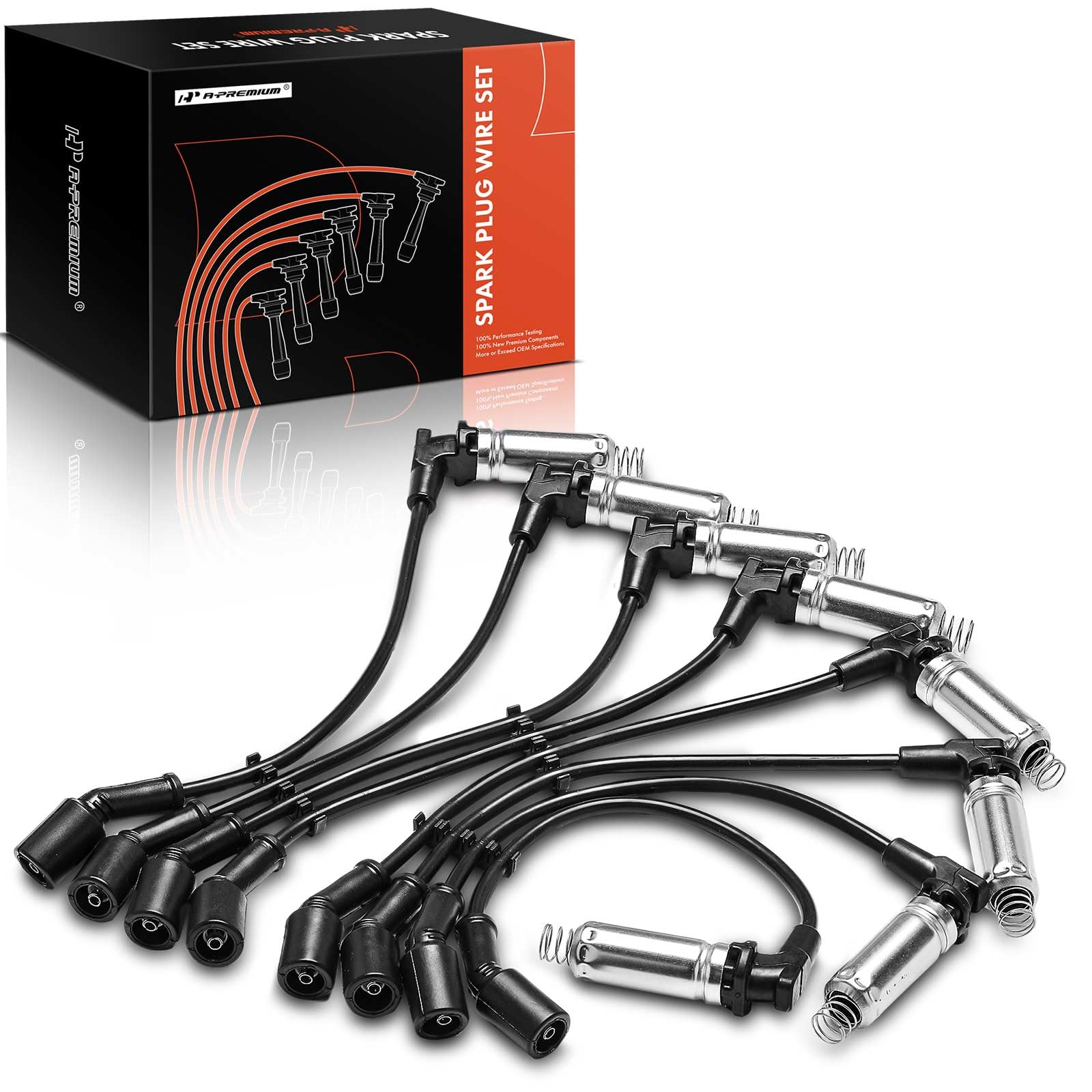 A-Premium Ignition Spark Plug Wires Set Of 8 Compatible With Chevrolet Silverado 1500 2500 3500 Hd, Tahoe, Suburban & Gmc Sierra