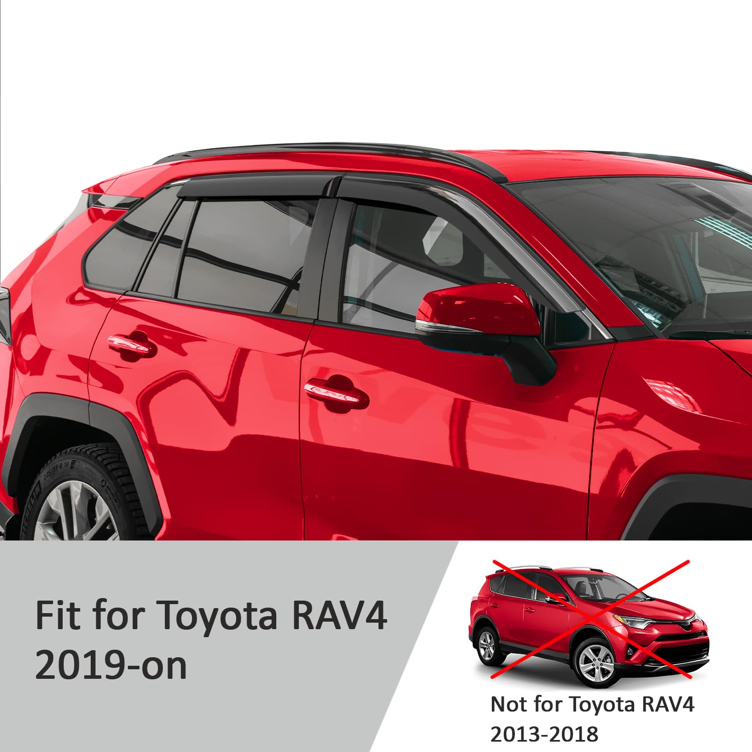 Voron Glass Tape-on Extra Durable Rain Guards for Toyota RAV4 2019-2025, Window Deflectors, Vent Window Visors, 4 Pieces - 12010