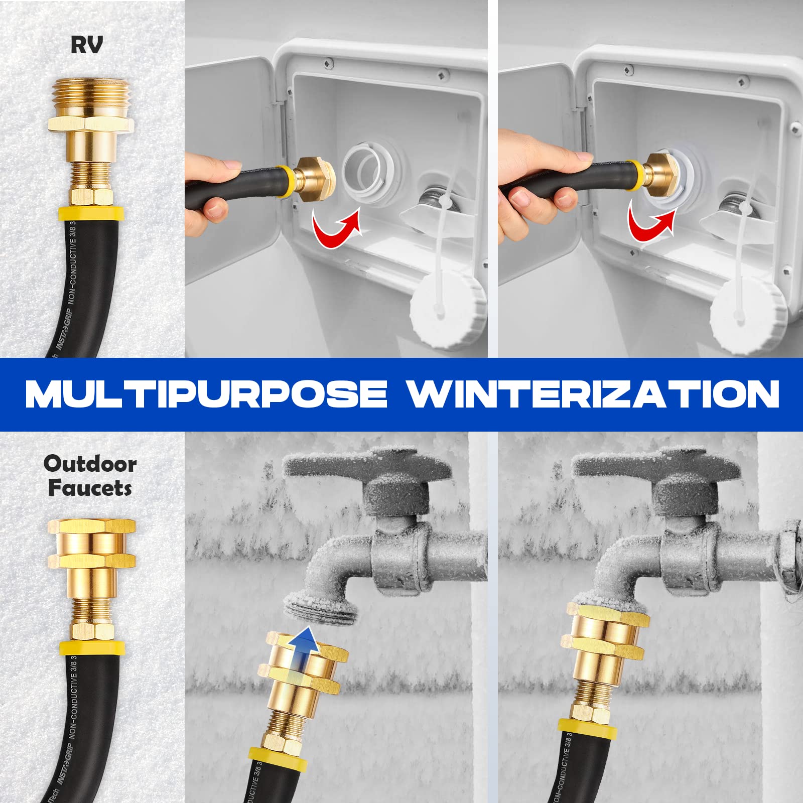 Rv Winterizing Kit With Sprinkler Blowout Adapter, Shut Off Valve - For Winterizing Rv, Camper, Boat, Motorhome Systems