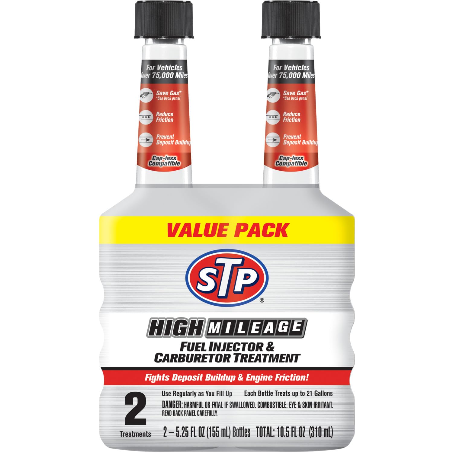 Stp High Mileage Fuel Injector & Carburetor Cleaner Treatment - 5.25 Fl Oz (2 Count)