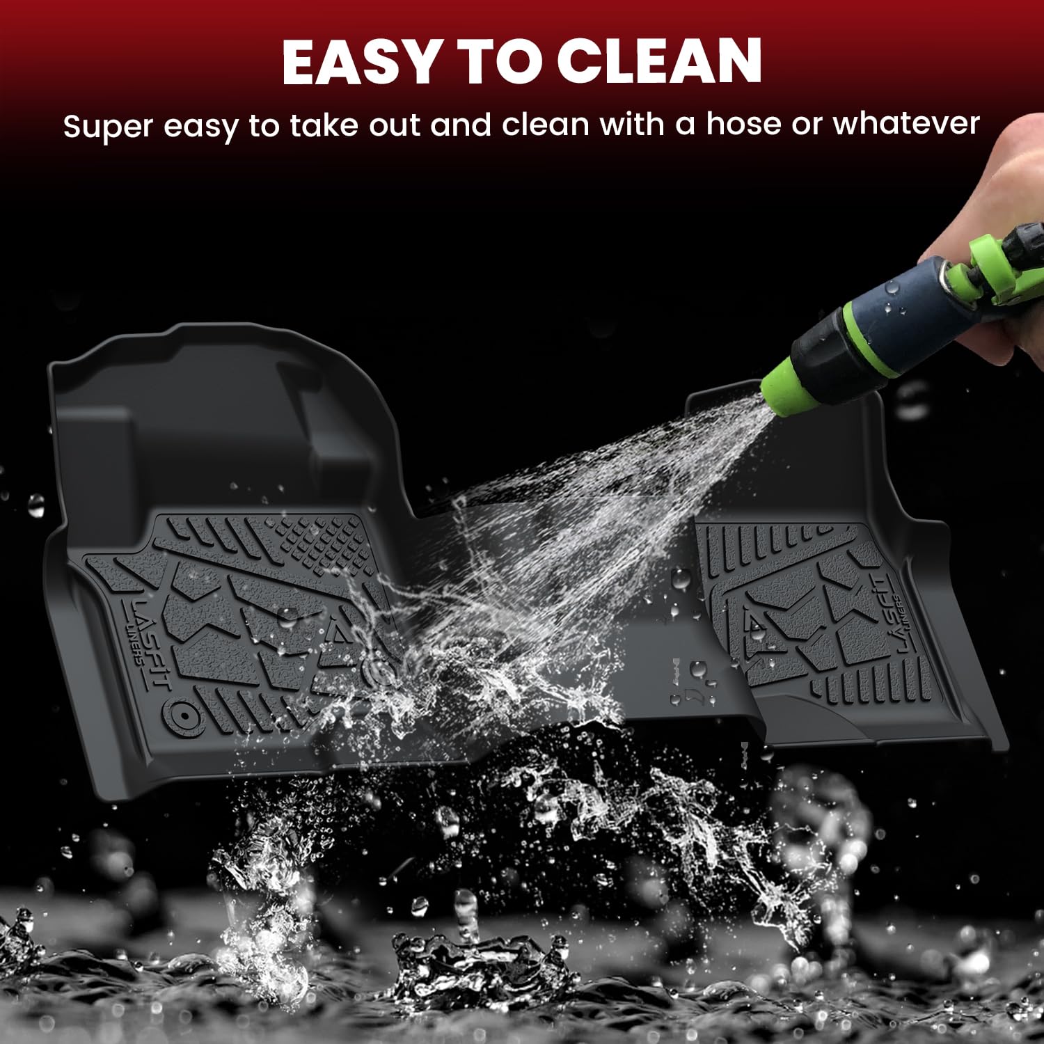 LASFIT Floor Mats for Ford F250 F350 F450 2017-2025 Crew Cab Front Bench Seat | Rear W/Fold-Flat Storage Carpet Floor Super Duty