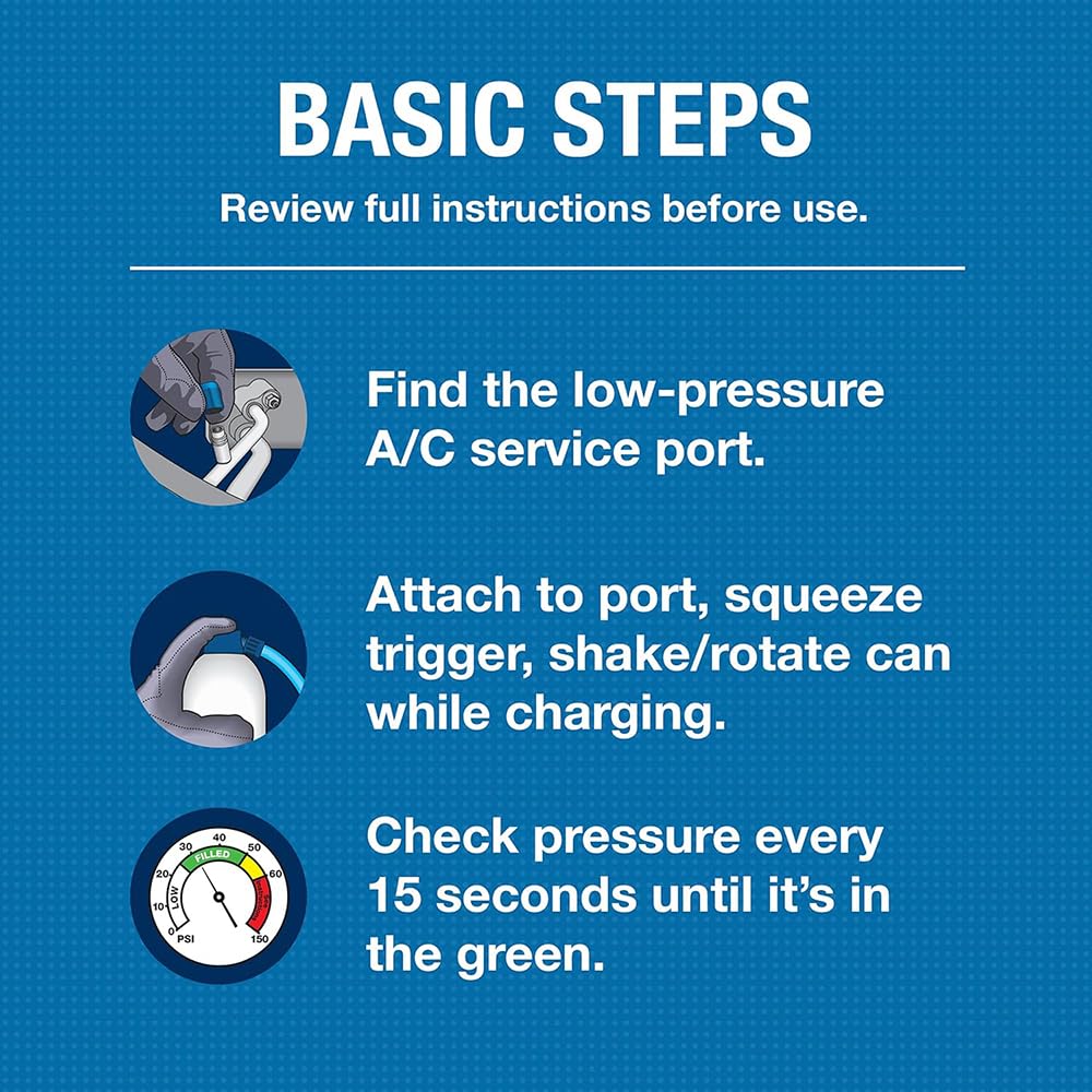 Arctic Freeze AF22CA Auto Ultra Synthetic A/C Recharge Kit with Gauge and 1 Feet Hose, 22 oz