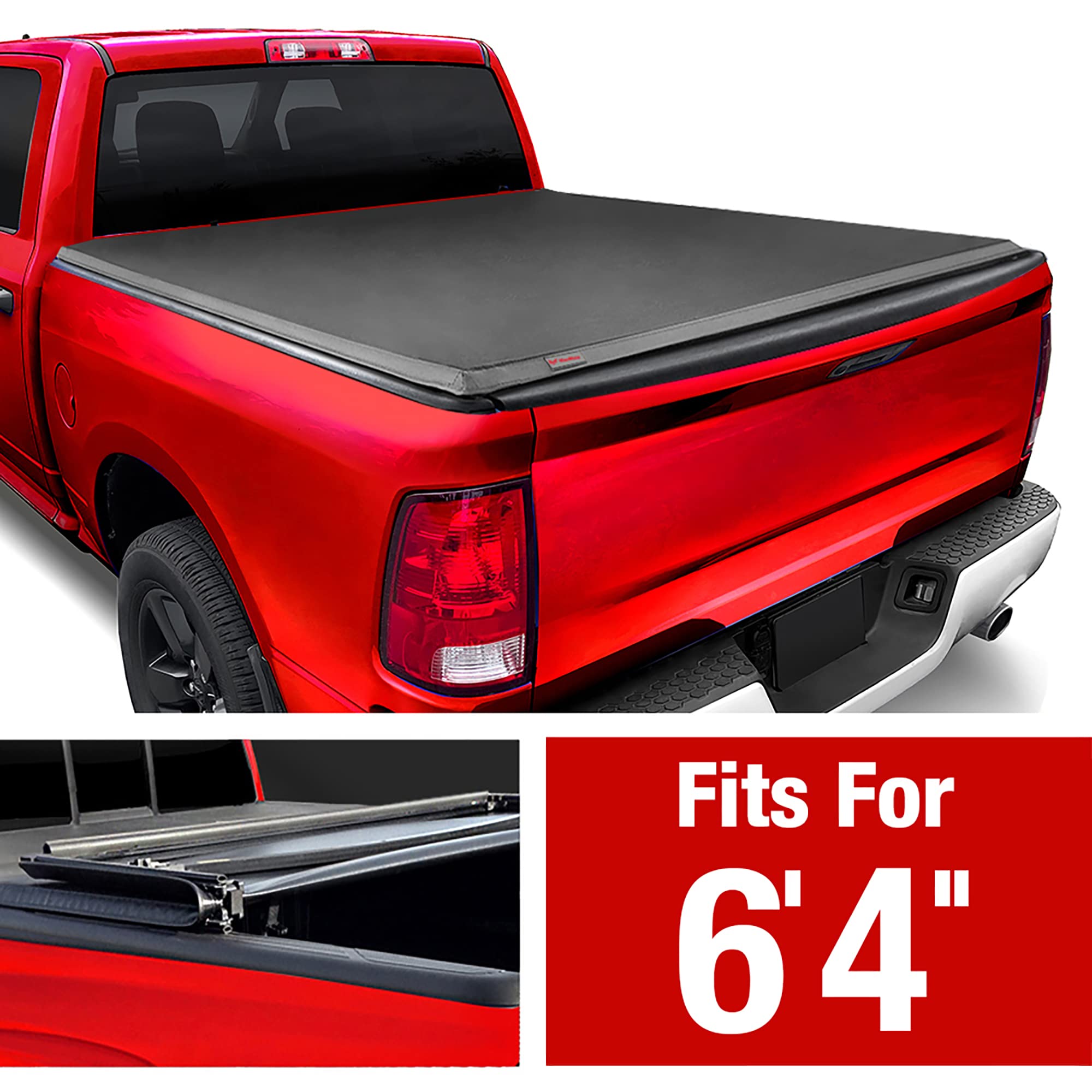 Maxmate Soft Quad-Fold Truck Bed Tonneau Cover Compatible With 2002-2018 Dodge Ram 1500; 2003-2024 2500 3500; 2019-2024 Classic
