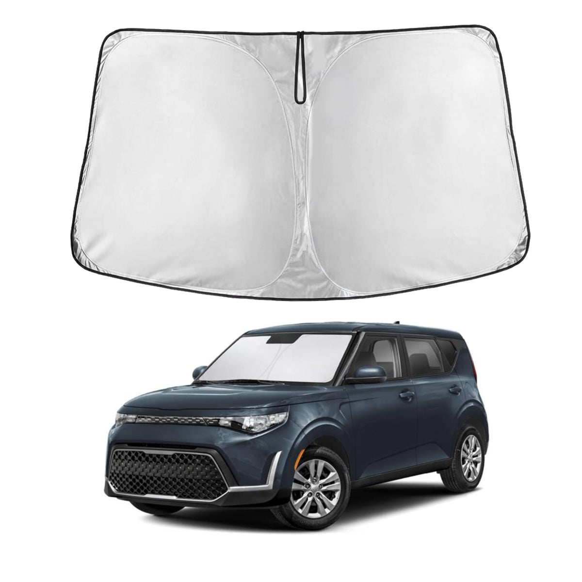 For Kia Soul 2020-2024 2025 Econour Windshield Sunshade-240T Polyester Material Cars Sun Visor Reflector Blocks Uv Rays - Foldab