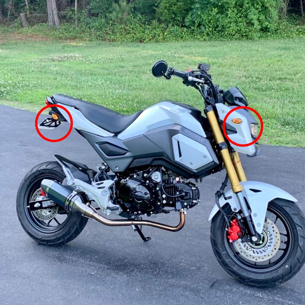 Husuku Led Front Flush Mount Turn Signal Light Brake Blinker Indicator Market Lamp For Honda Grom 2014-2019 -Smoke Lens (Pack Of 2) (Transparent Len)