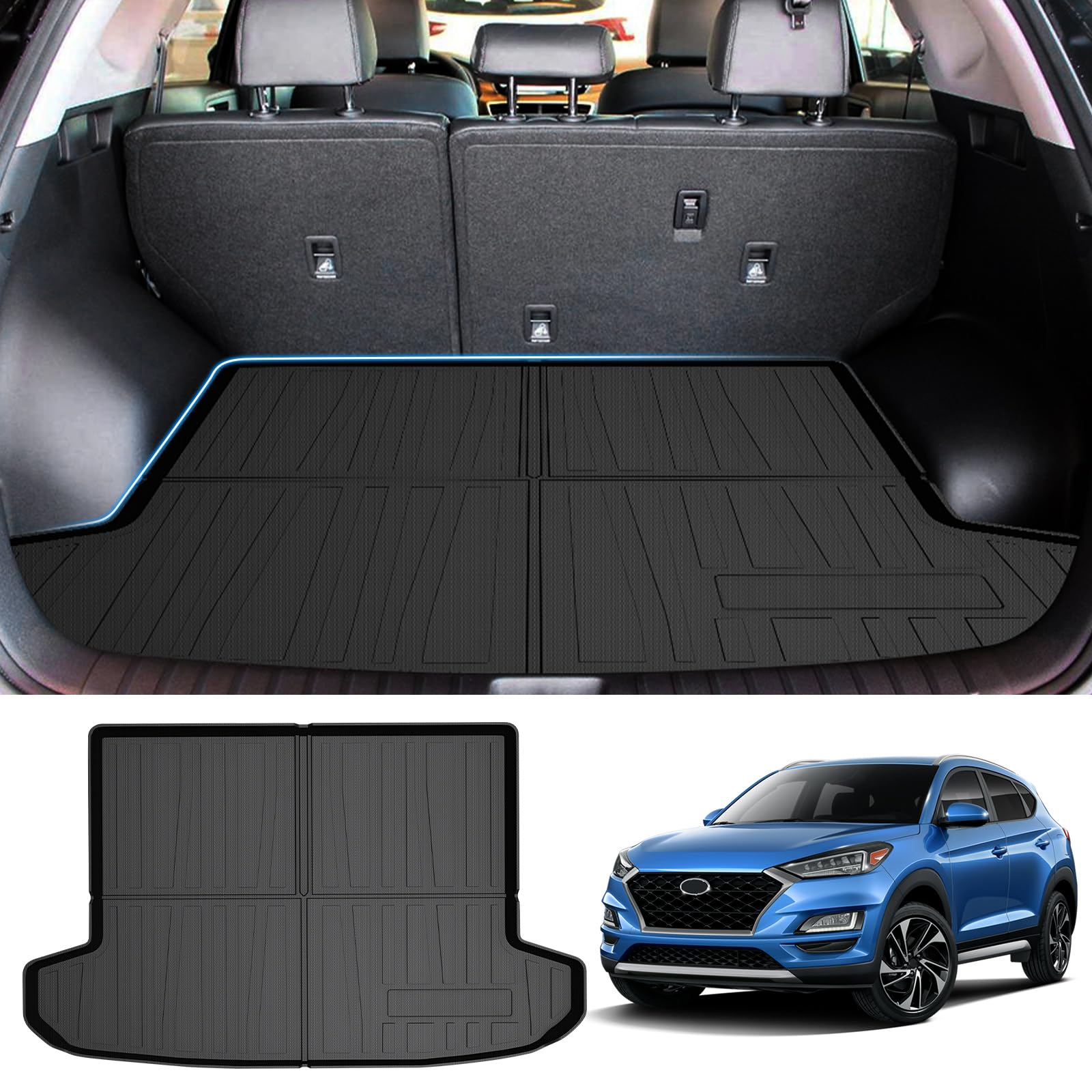 Powerty Trunk Mat For 2016-2020 2021 Hyundai Tucson Accessories Cargo Mats Tpo All Weather Cargo Liner Heavy-Duty Trunk Liners (