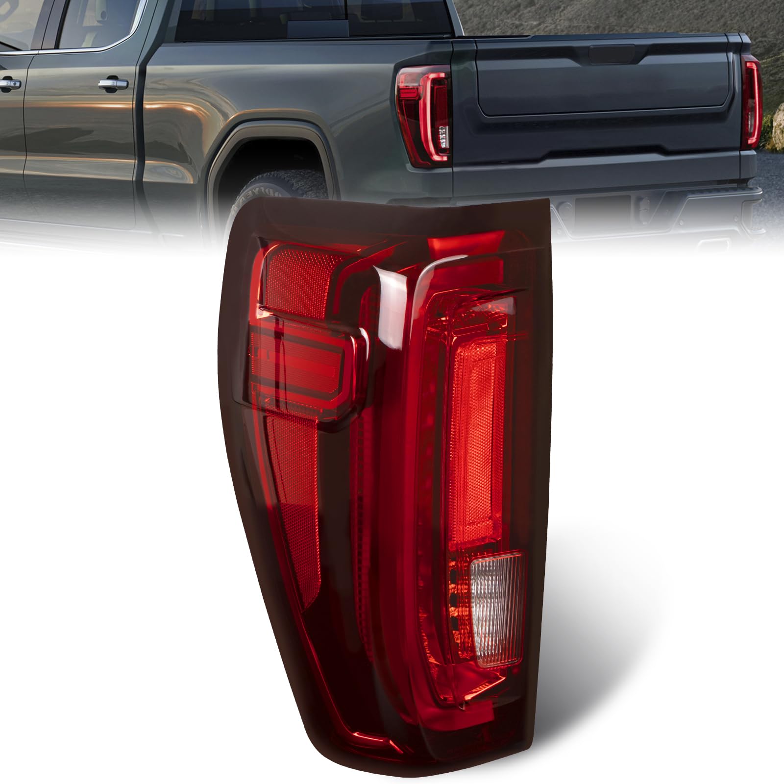Qkvcx Led Tail Light Brake Rear Lamp Assembly Left Driver Side Compatible With 2019-2023 Gmc Sierra 1500/2500Hd/3500Hd Replace 86820473